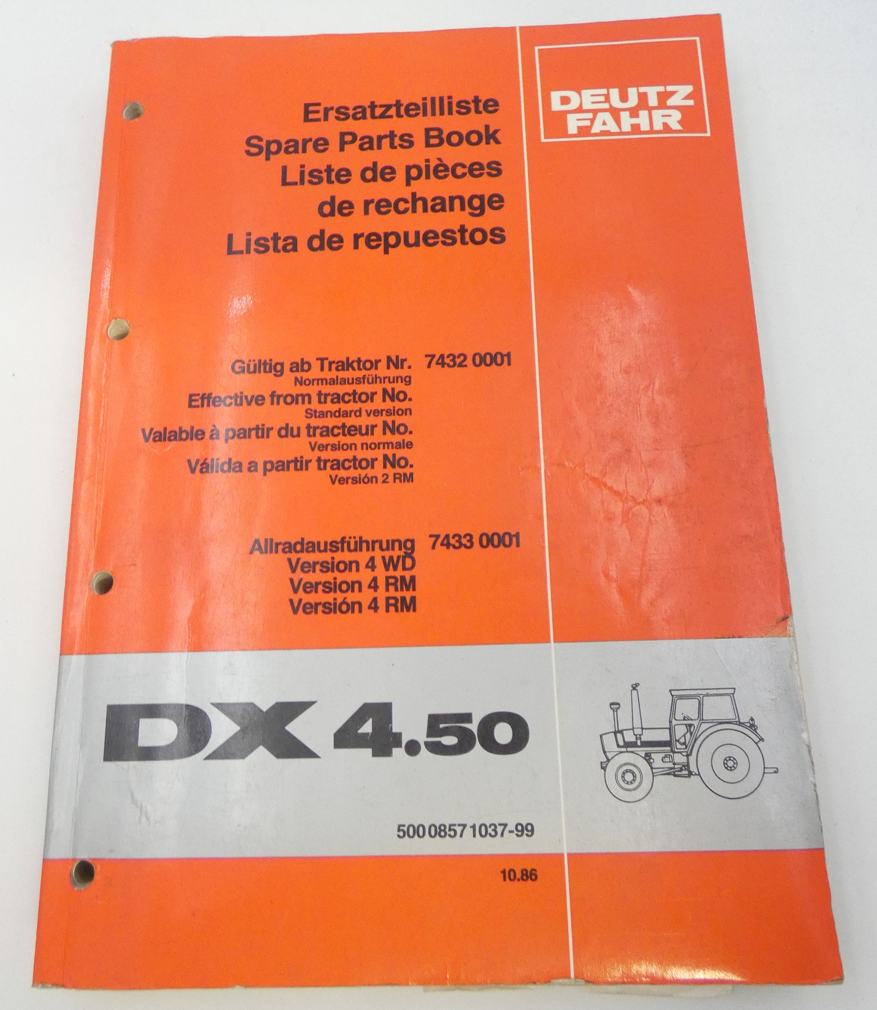 Deutz-Fahr DX4.50 spare parts book