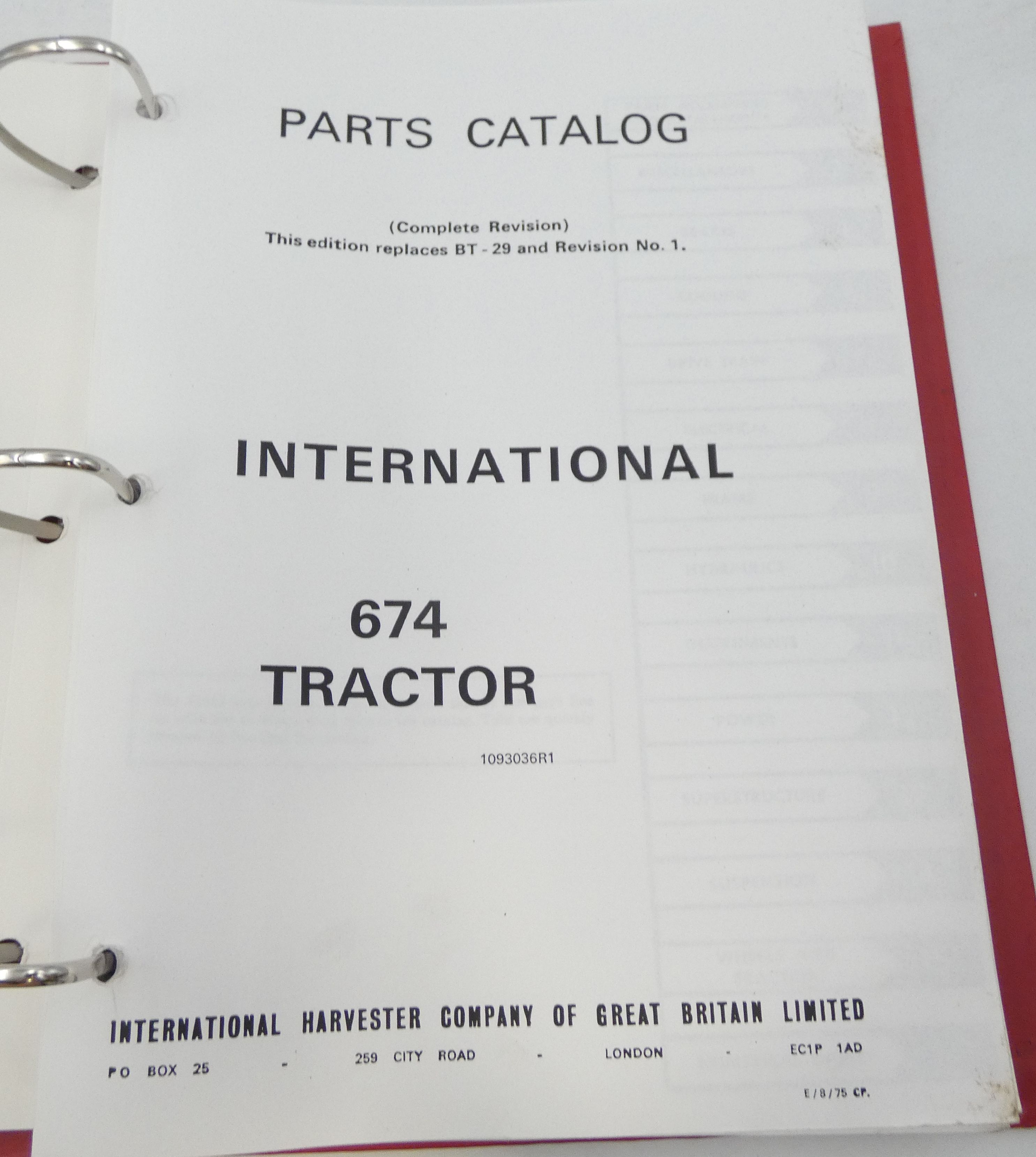International 674 tractor parts catalog