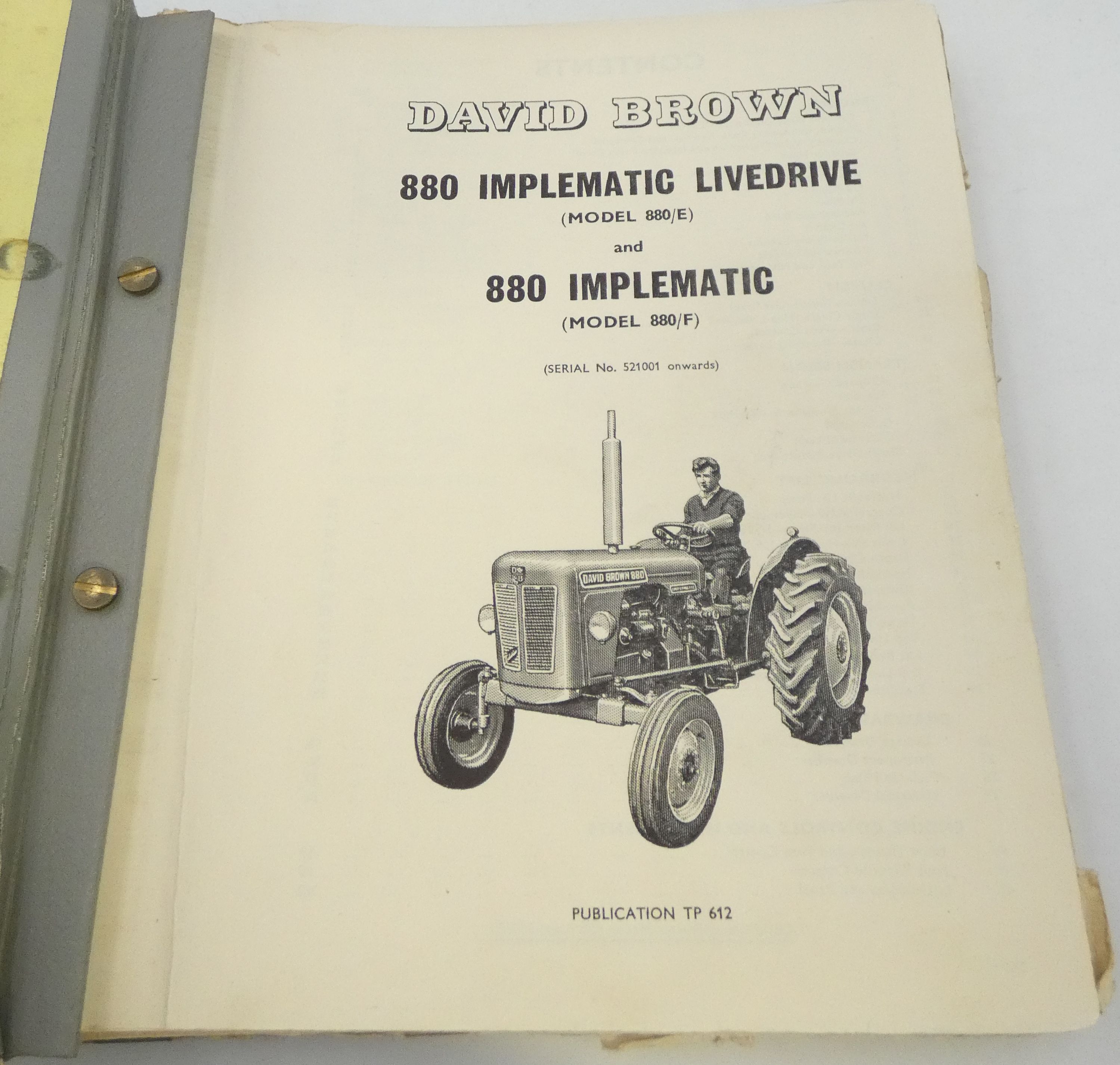 David Brown 880 implematic livedrive (model 880/E)/implematic (model 880/F) + 990 selectamatic (model 990/E) parts catalogue