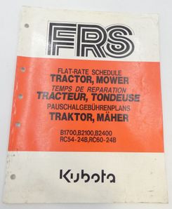Kubota B1700, B2100, B2400, RC54-24B, RC60-24B tractor, mower flat-rate schedule