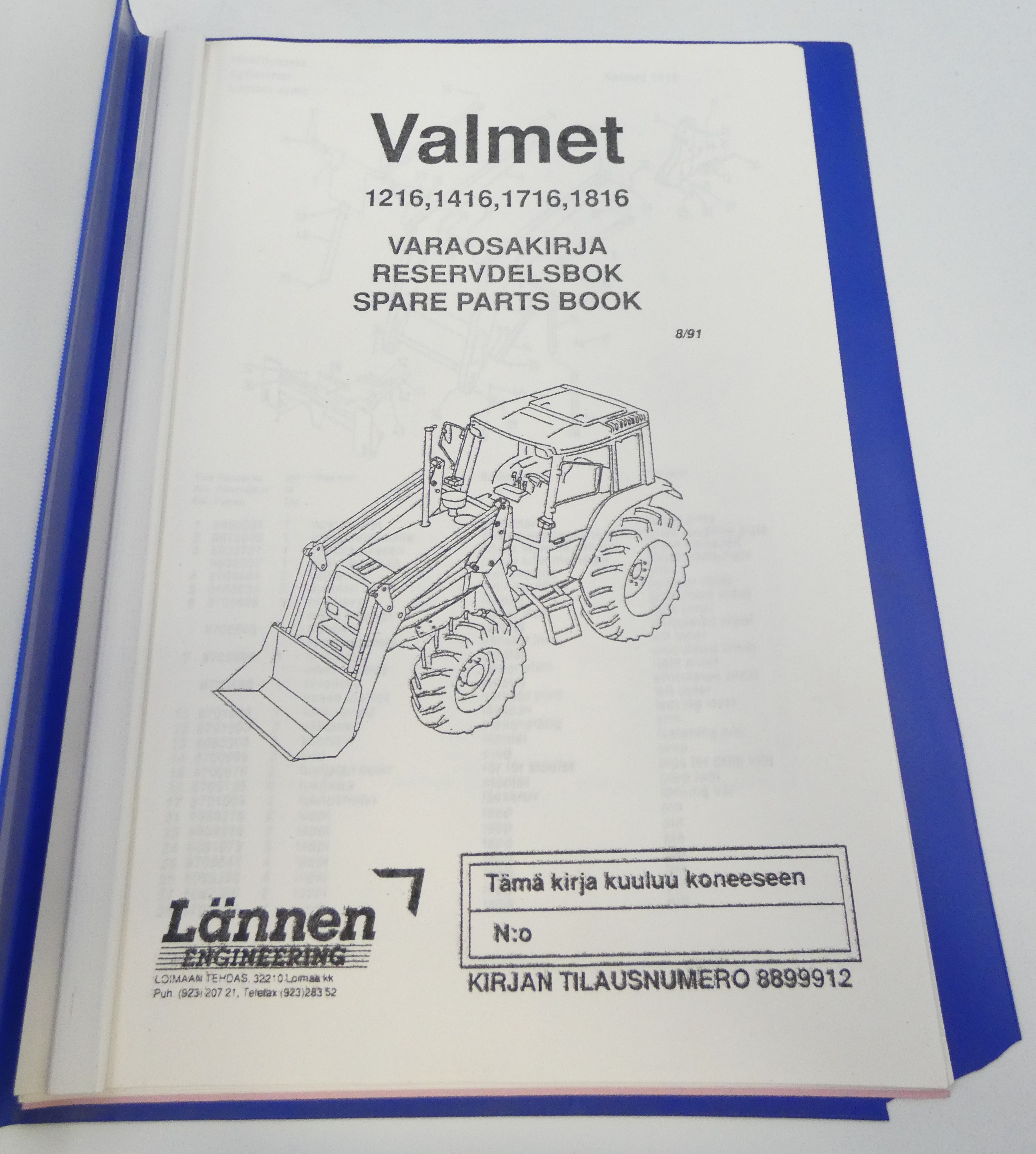 Valmet 1216, 1416 1716, 1816 varaosakirja