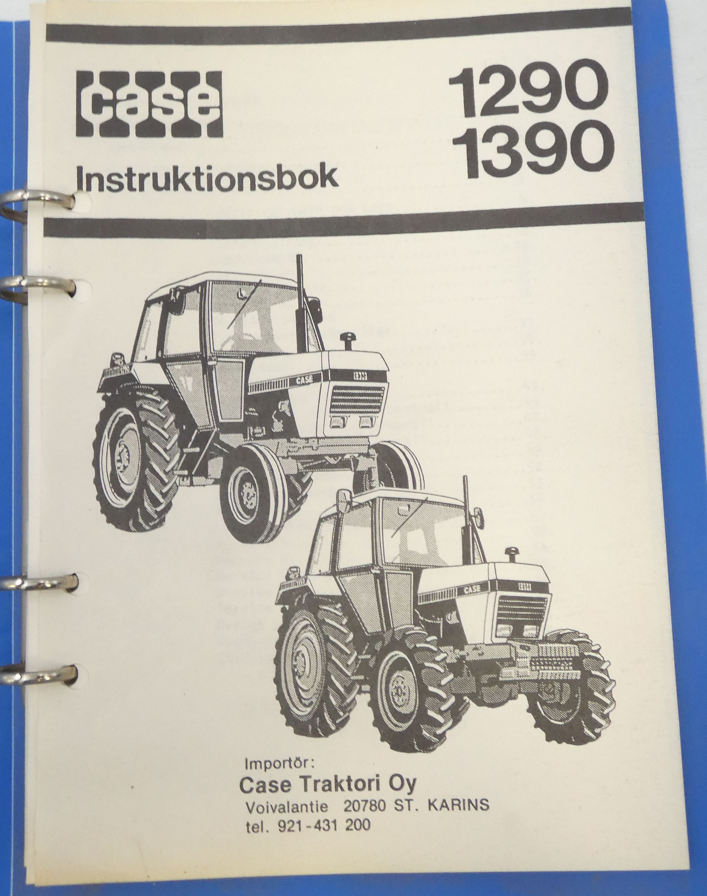 Case 1290, 1390 instruktionsbok