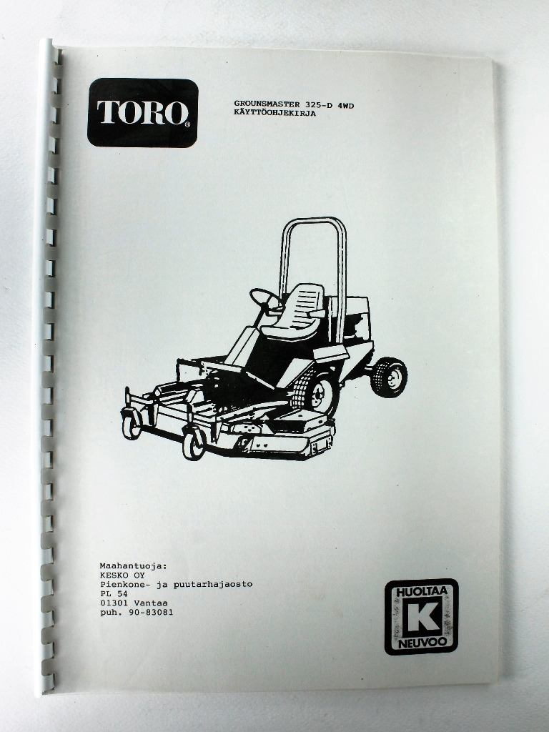 Toro Grounsmaster 325-D 4WD Käyttöohjekirja