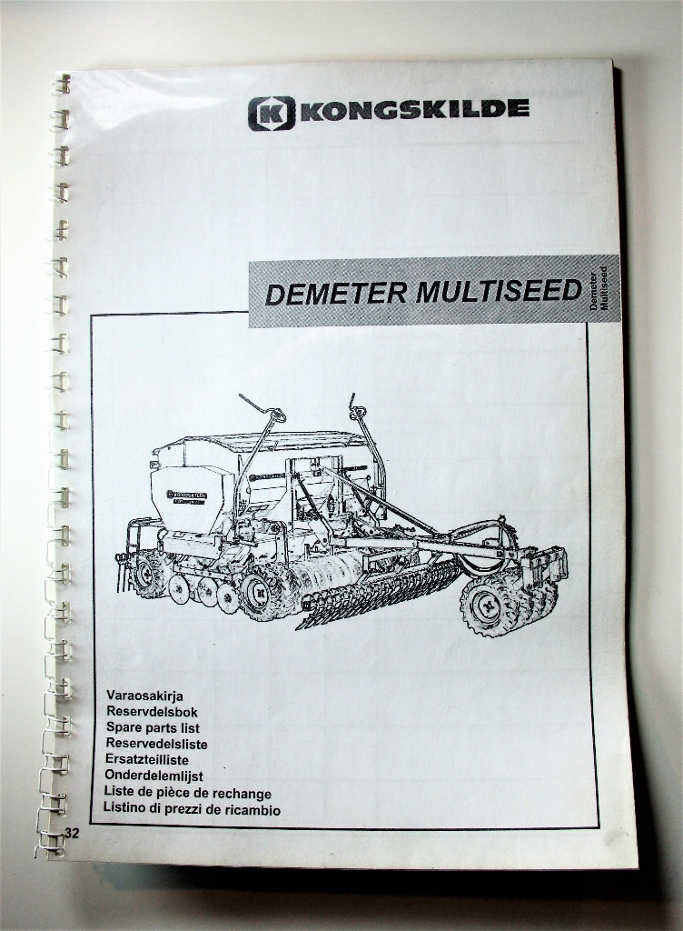 Kongskilde Juko Demeter multiseed Varaosakirja