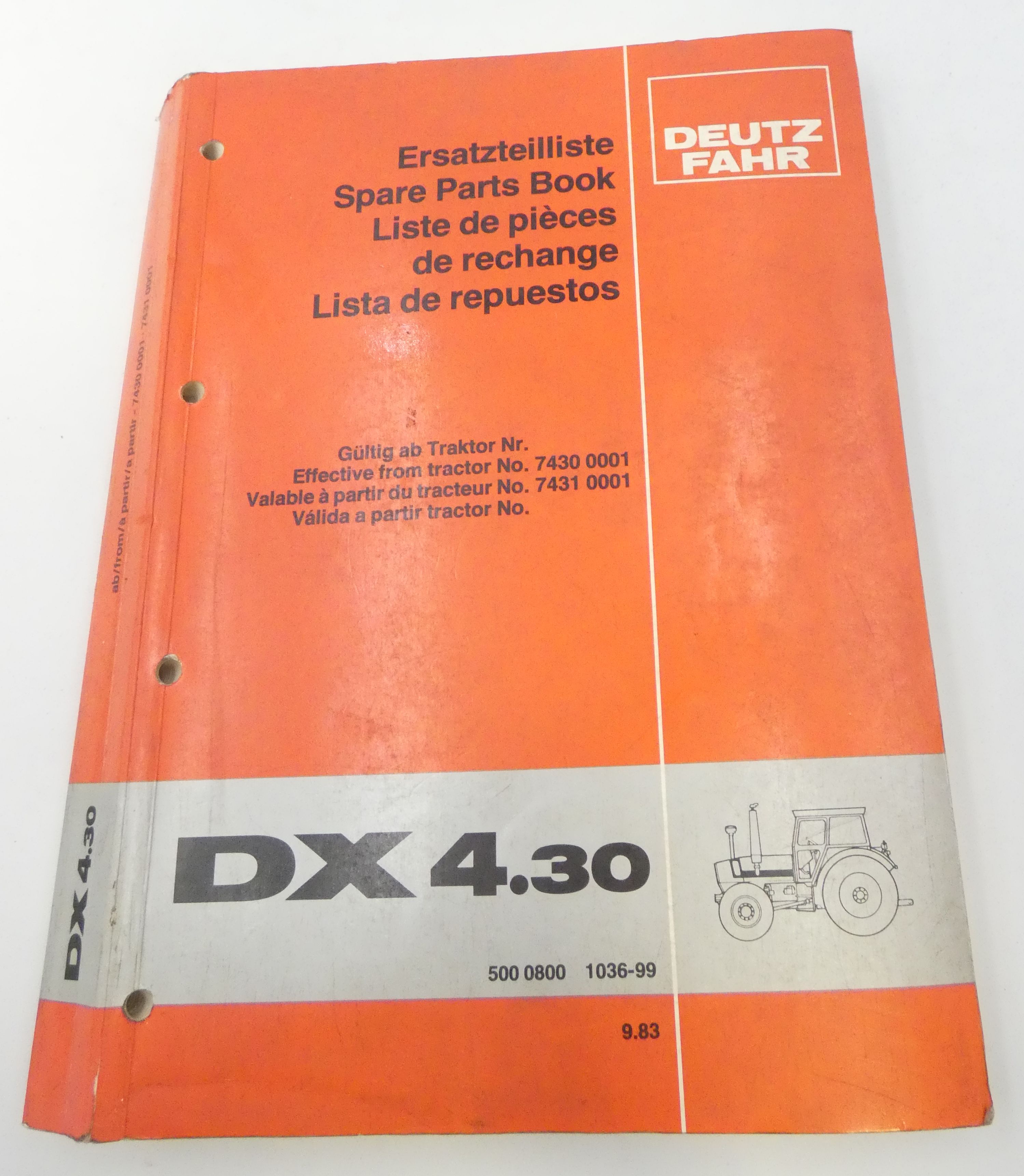 Deutz-Fahr DX4.30 spare parts book