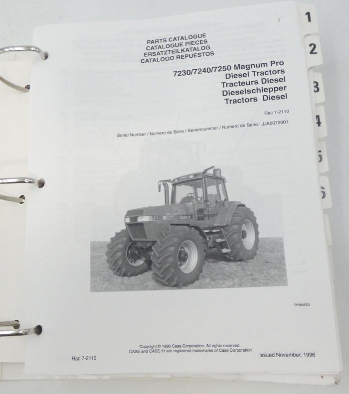 CaseIH 7230, 7240, 7250 Magnum Pro diesel tractors parts catalogue
