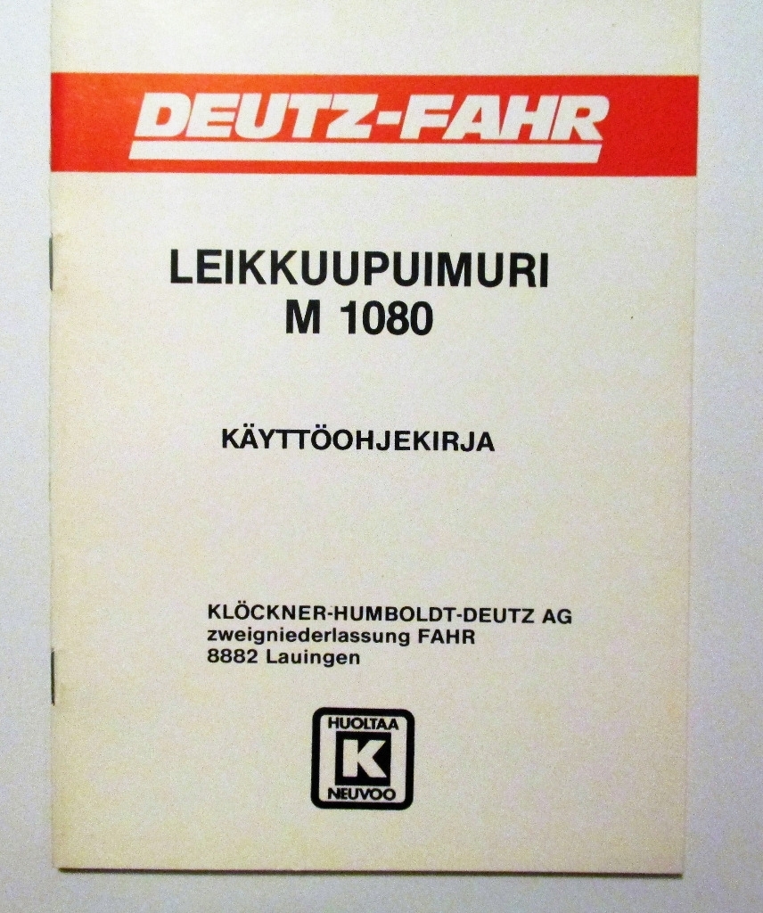 Deutz-Fahr M1080 Käyttöohjekirja
