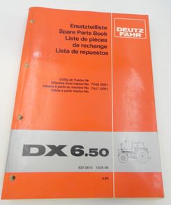 Deutz-Fahr DX6.50 spare parts book