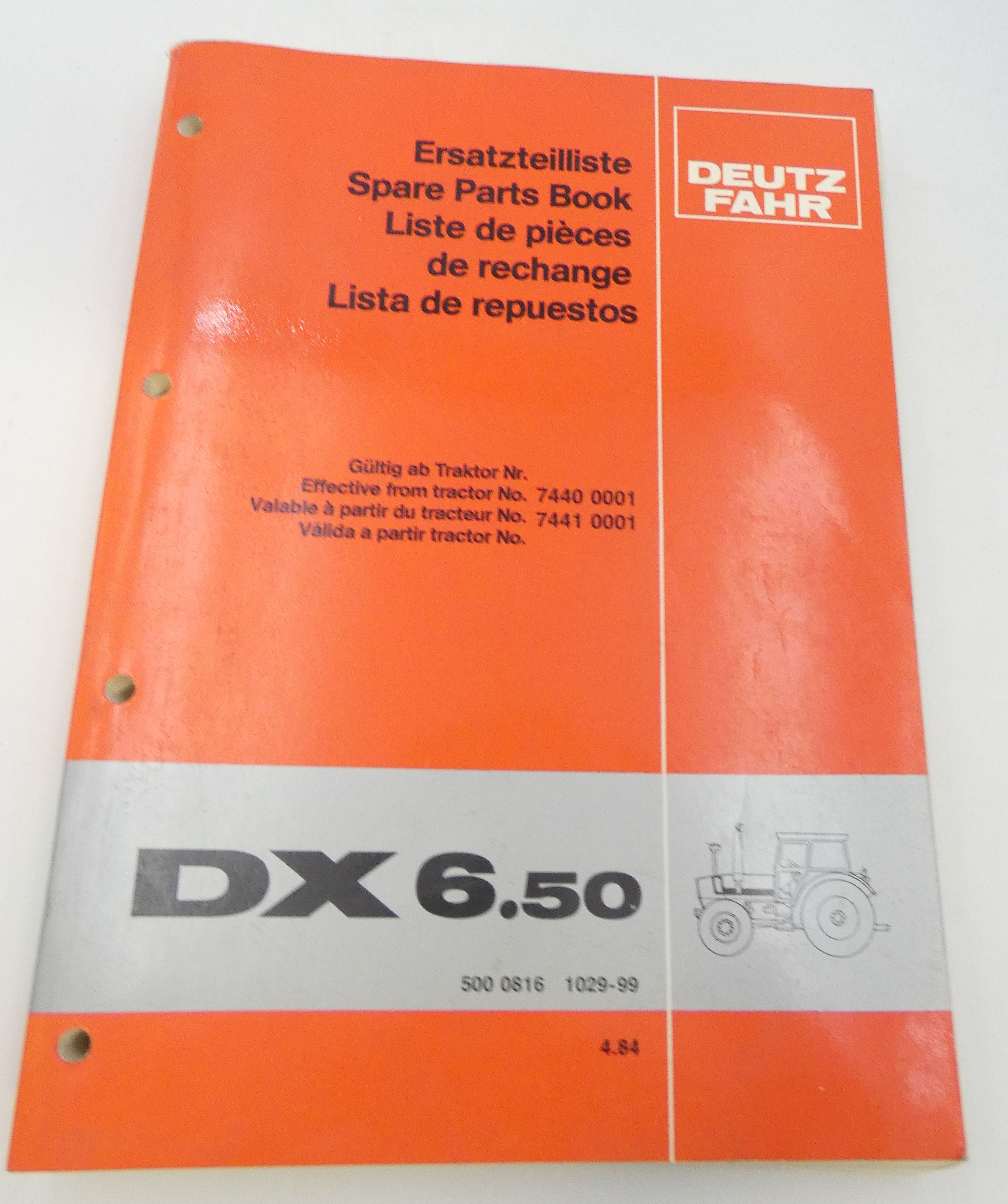 Deutz-Fahr DX6.50 spare parts book