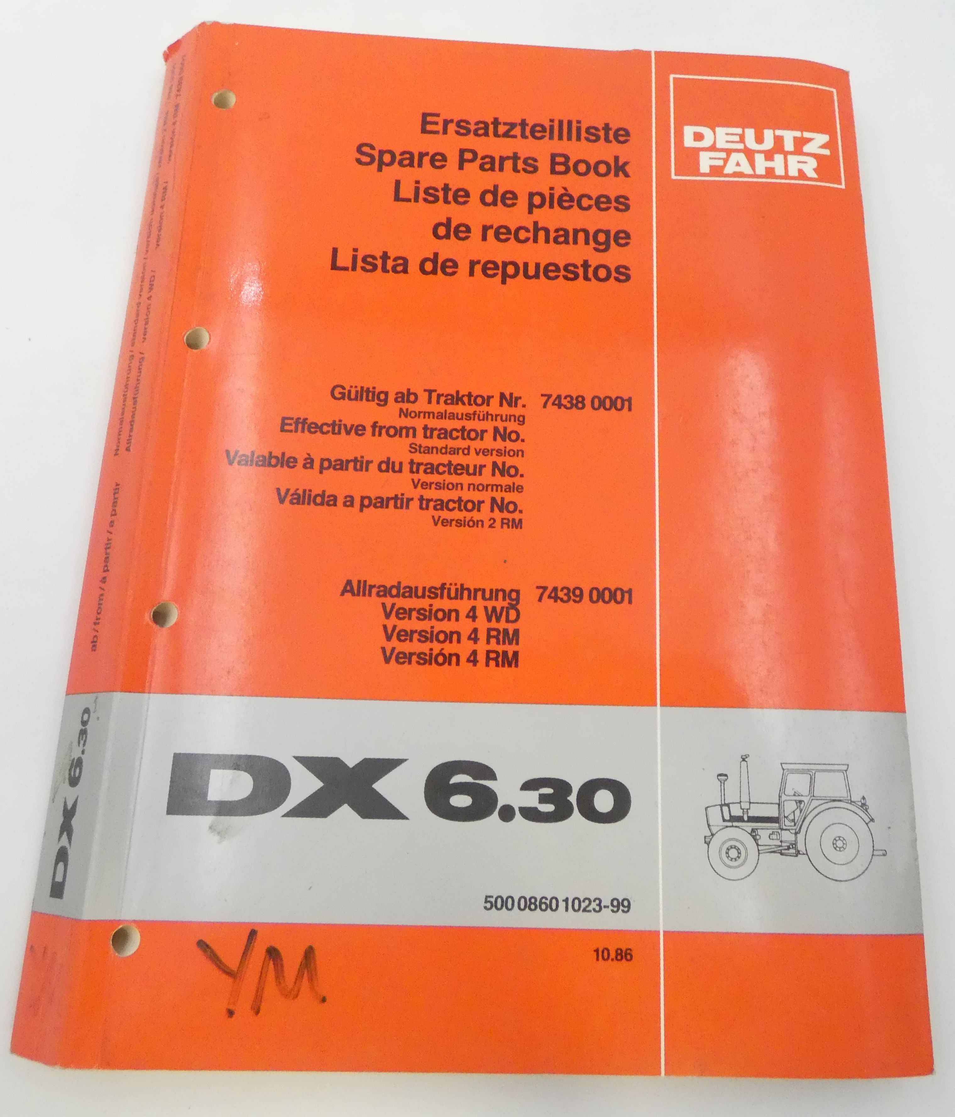 Deutz-Fahr DX6.30 spare parts book