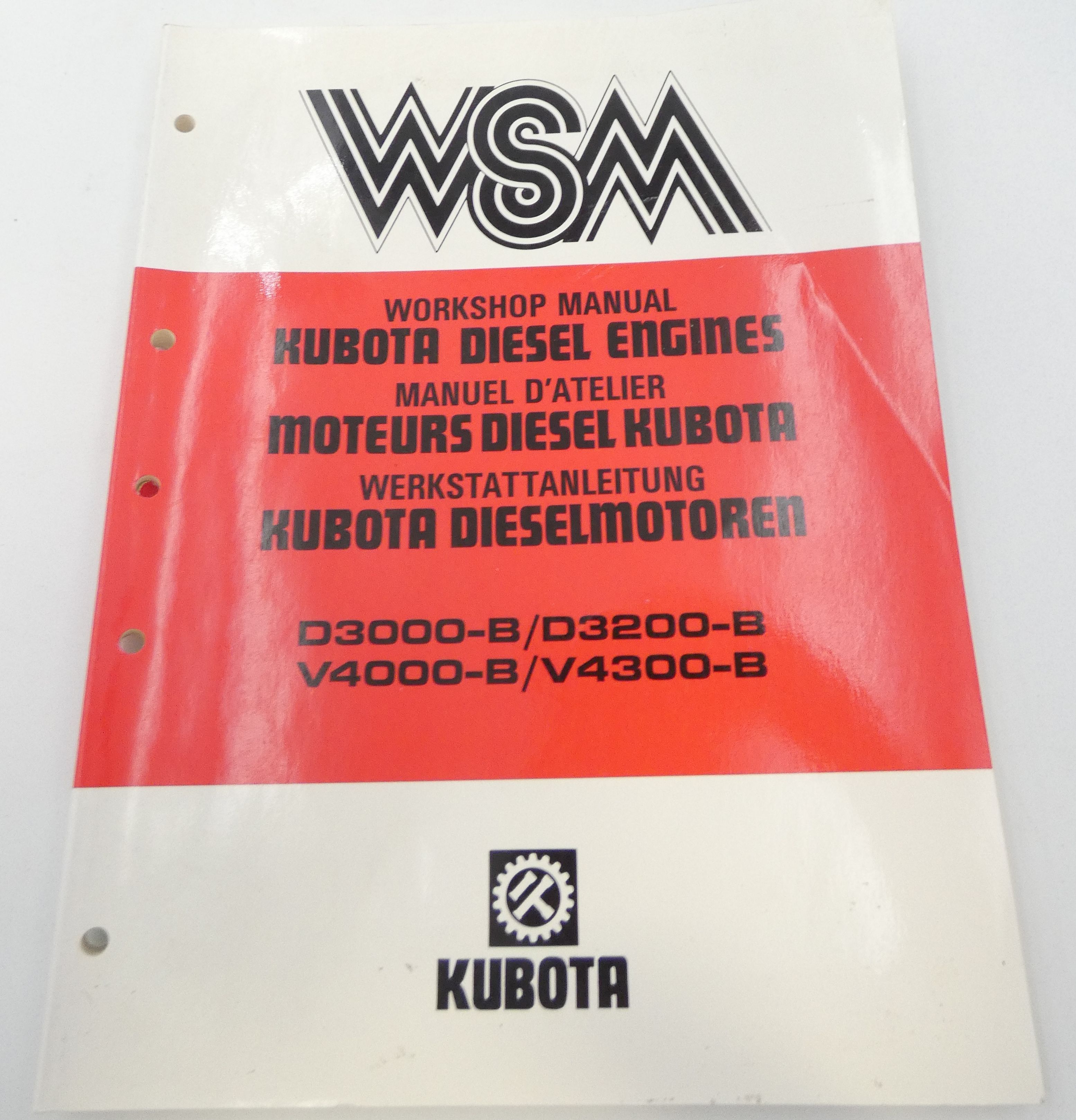 Kubota D3000-B, D3200-B, V4000-B, V4300-B diesel engines workshop manual