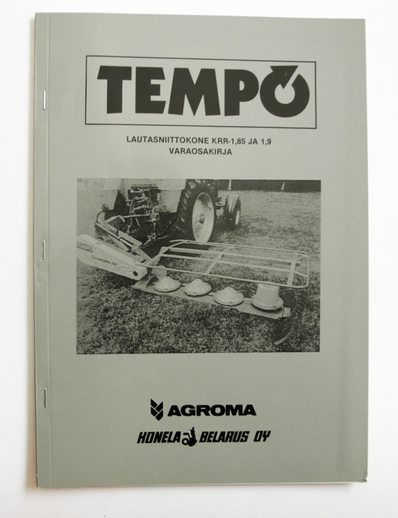 Tempo Lautasniittokone KRR-1,85 ja 1,9 Varaosakirja