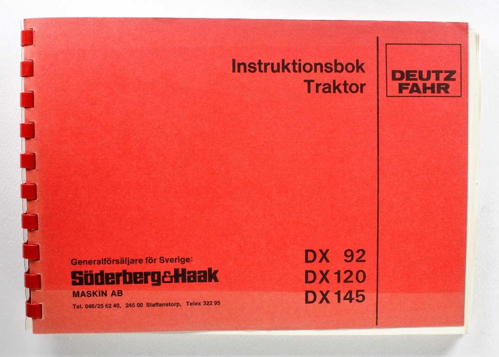 Deutz-Fahr DX92, DX120, DX145 Instruktionsbok