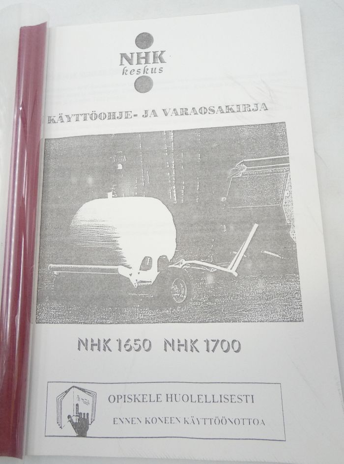 NHK 1650, NHK 1700 käyttöohje- ja varaosakirja