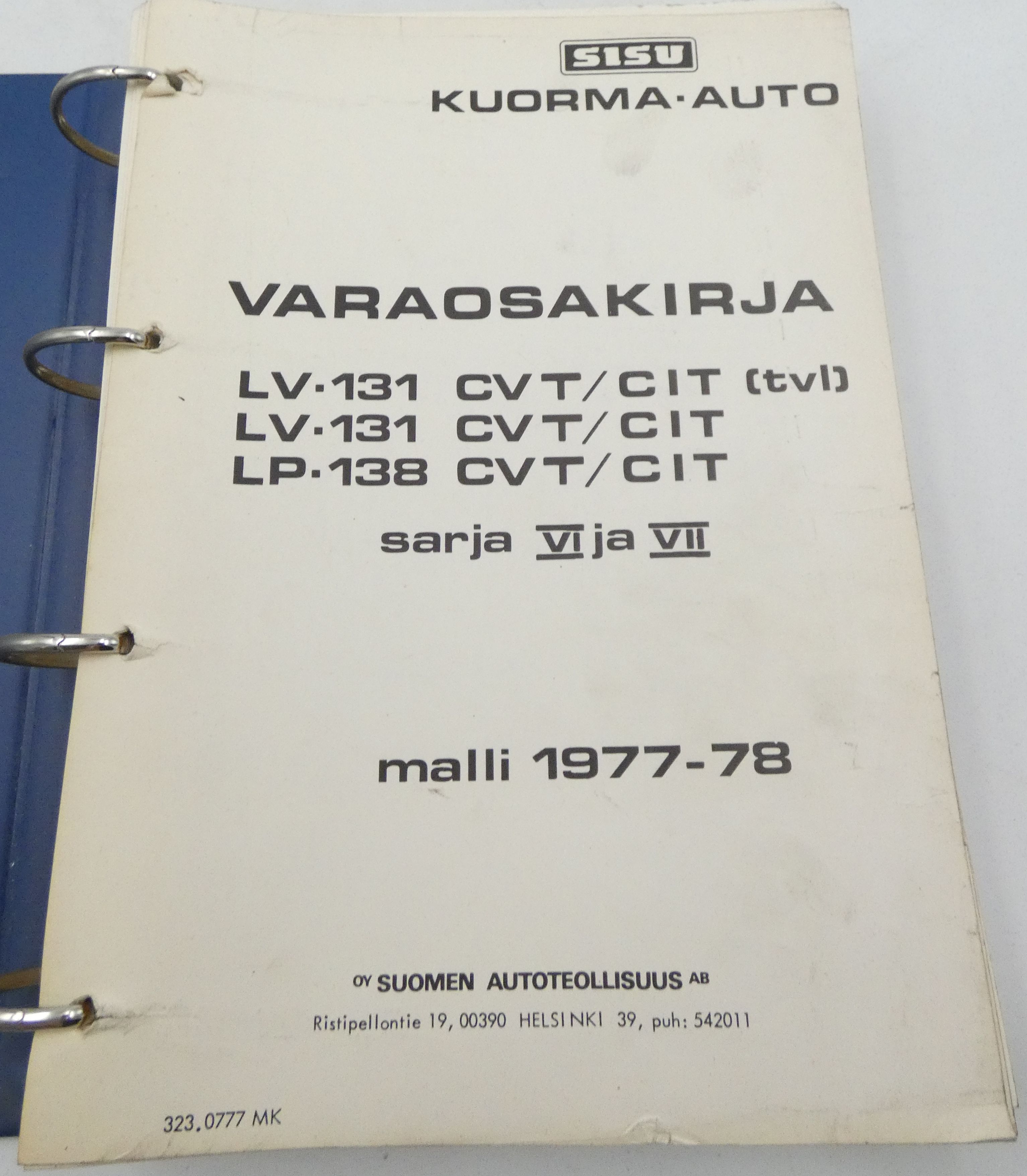 Sisu LV-131 CVT/CIT (tvl), LV-131 CVT/CIT, LP-138 CVT/CIT sarja VI ja VII malli 1977-78 varaosakirja