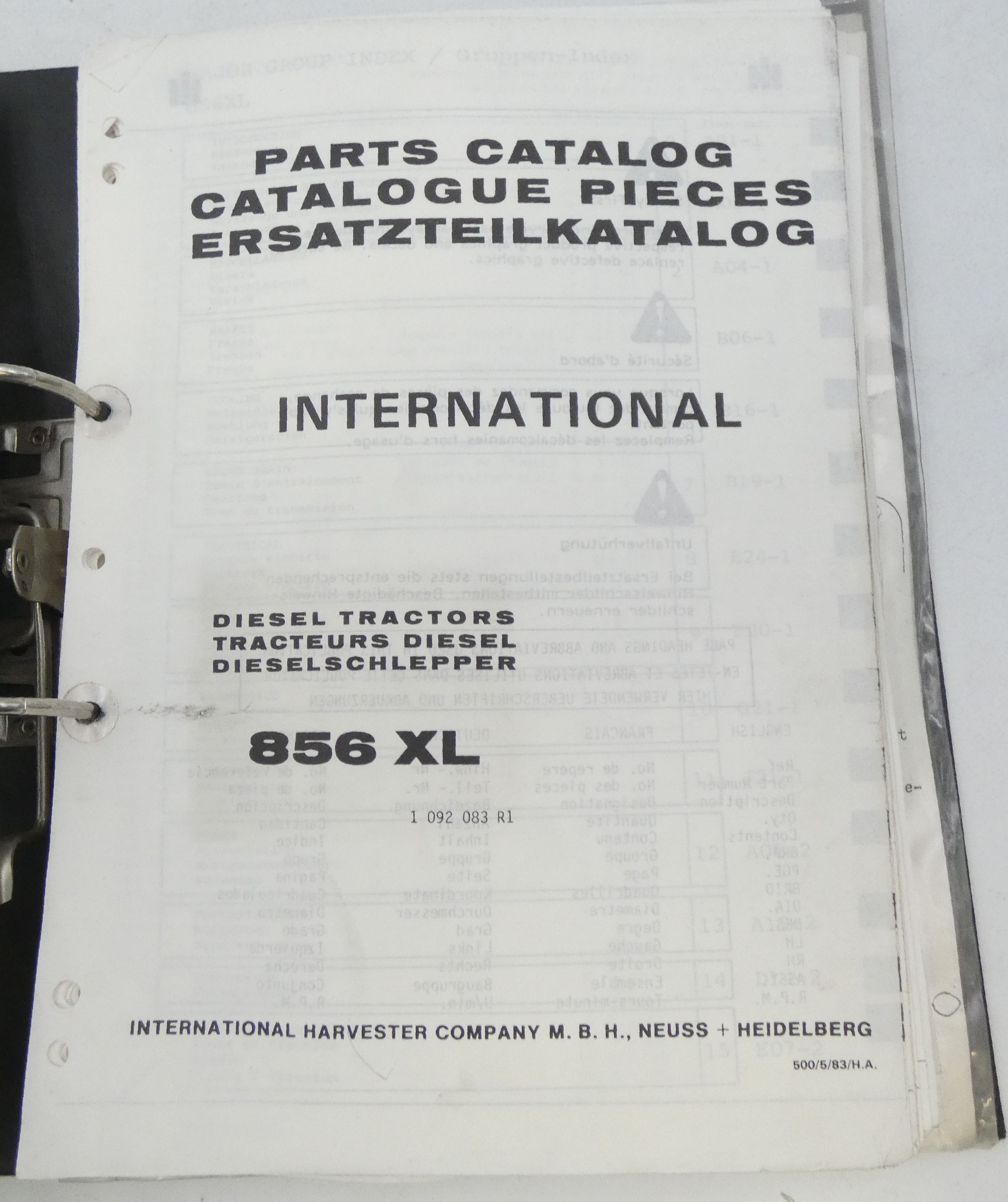International 856XL diesel tractors parts catalog