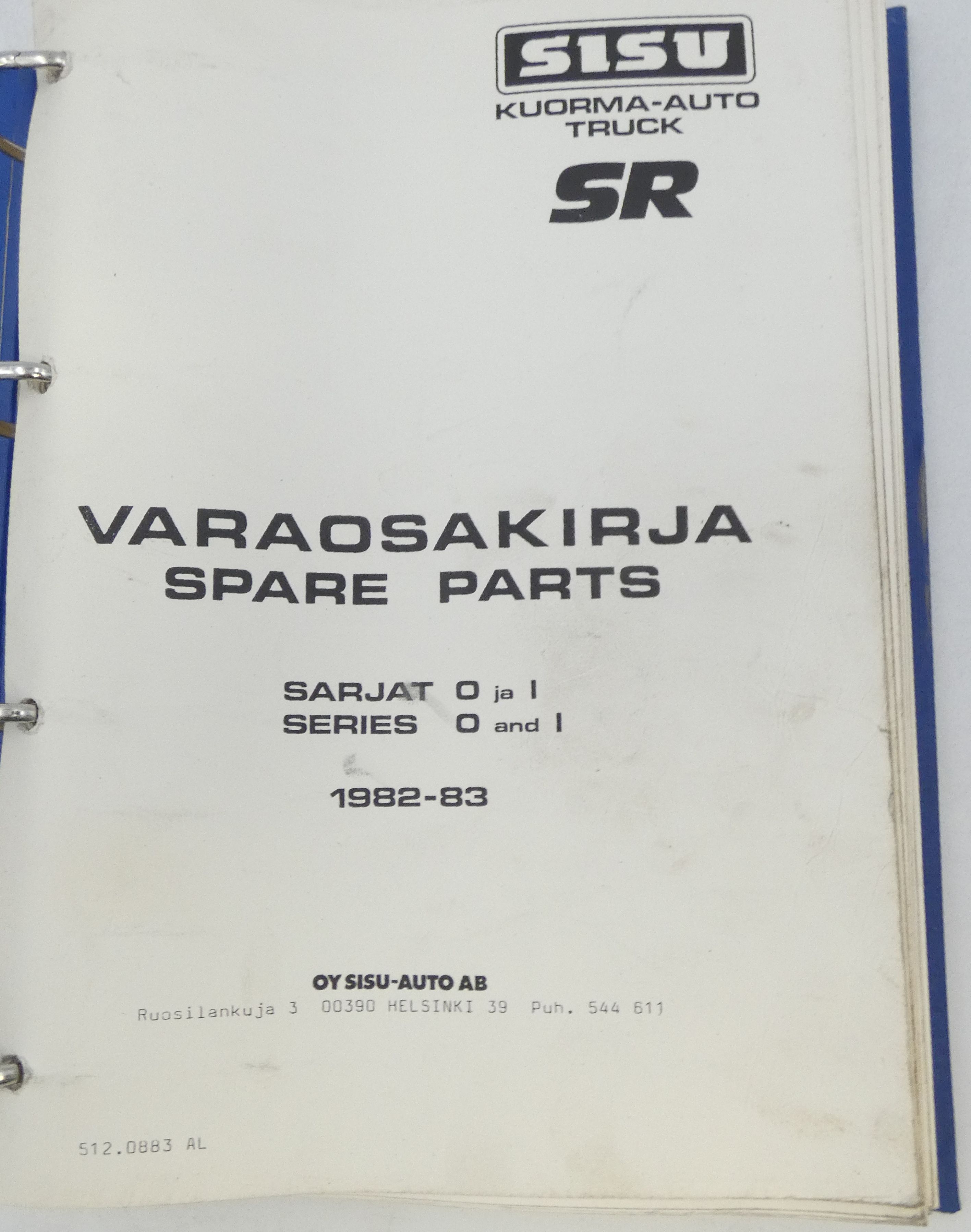 Sisu SR sarjat 0 ja 1 1982-83 varaosakirja