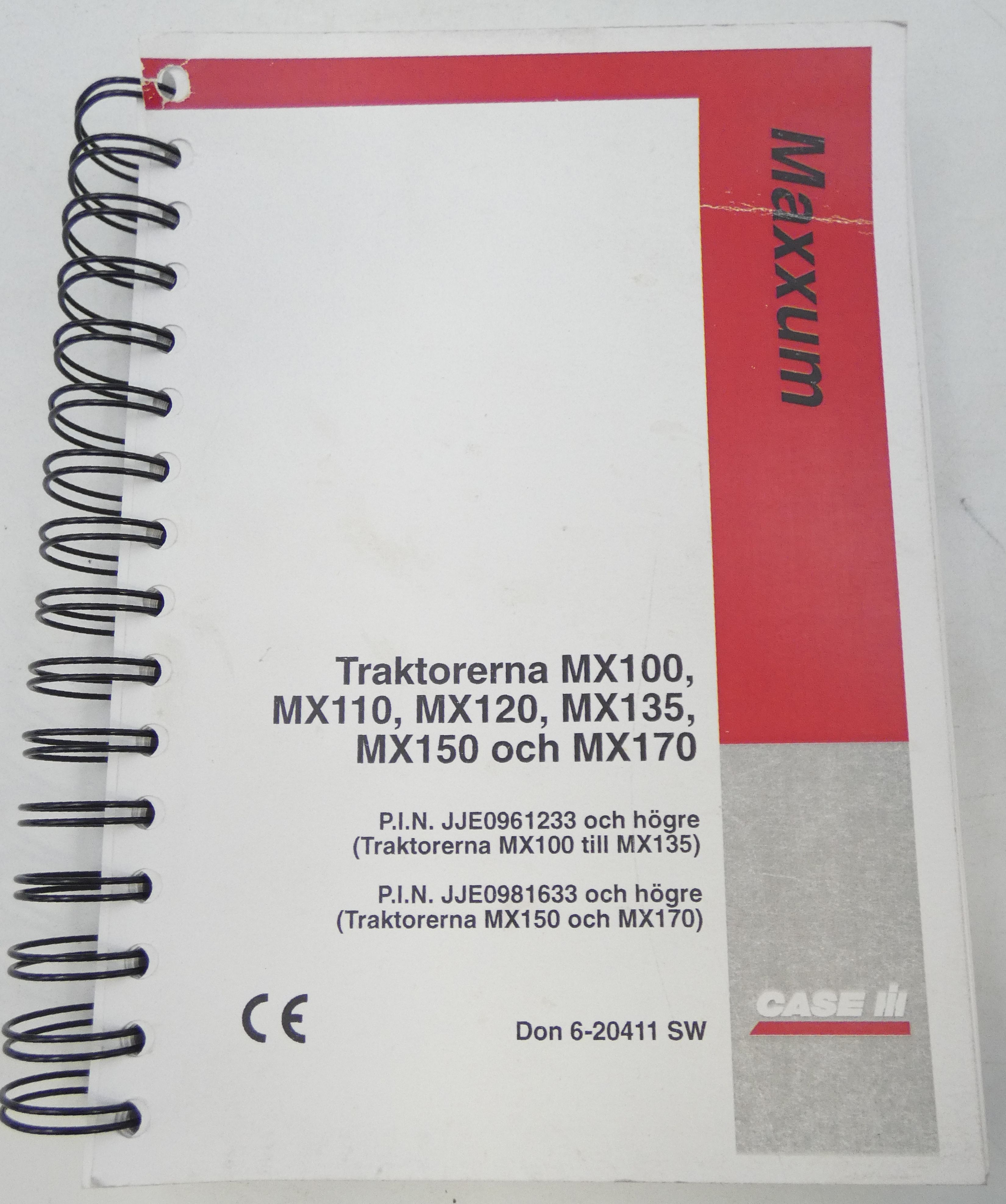 CaseIH Maxxum MX100, MX110, MX120, MX135, MX150 och MX170 instruktionsbok
