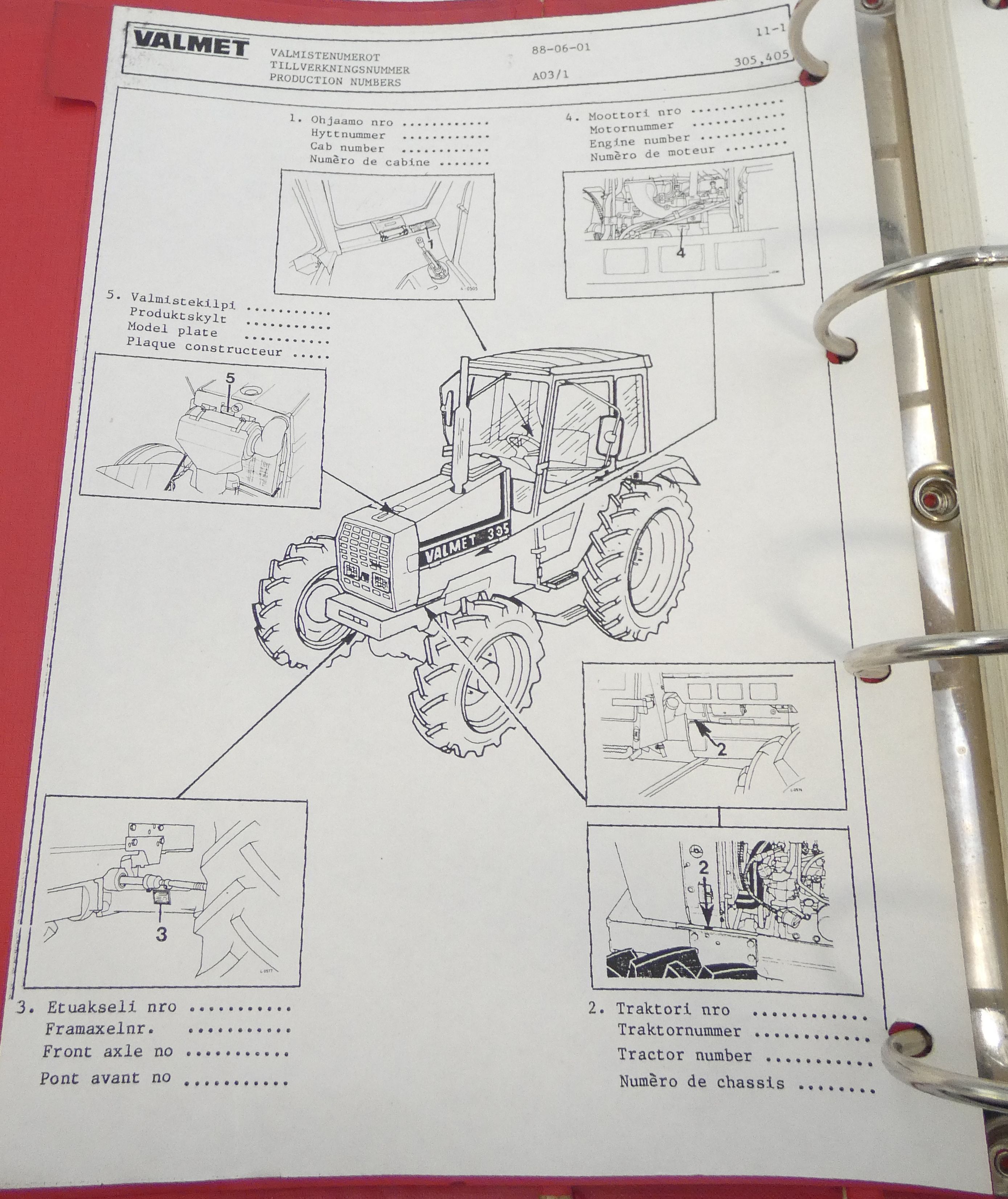 Valmet 305, 405 varaosakirja