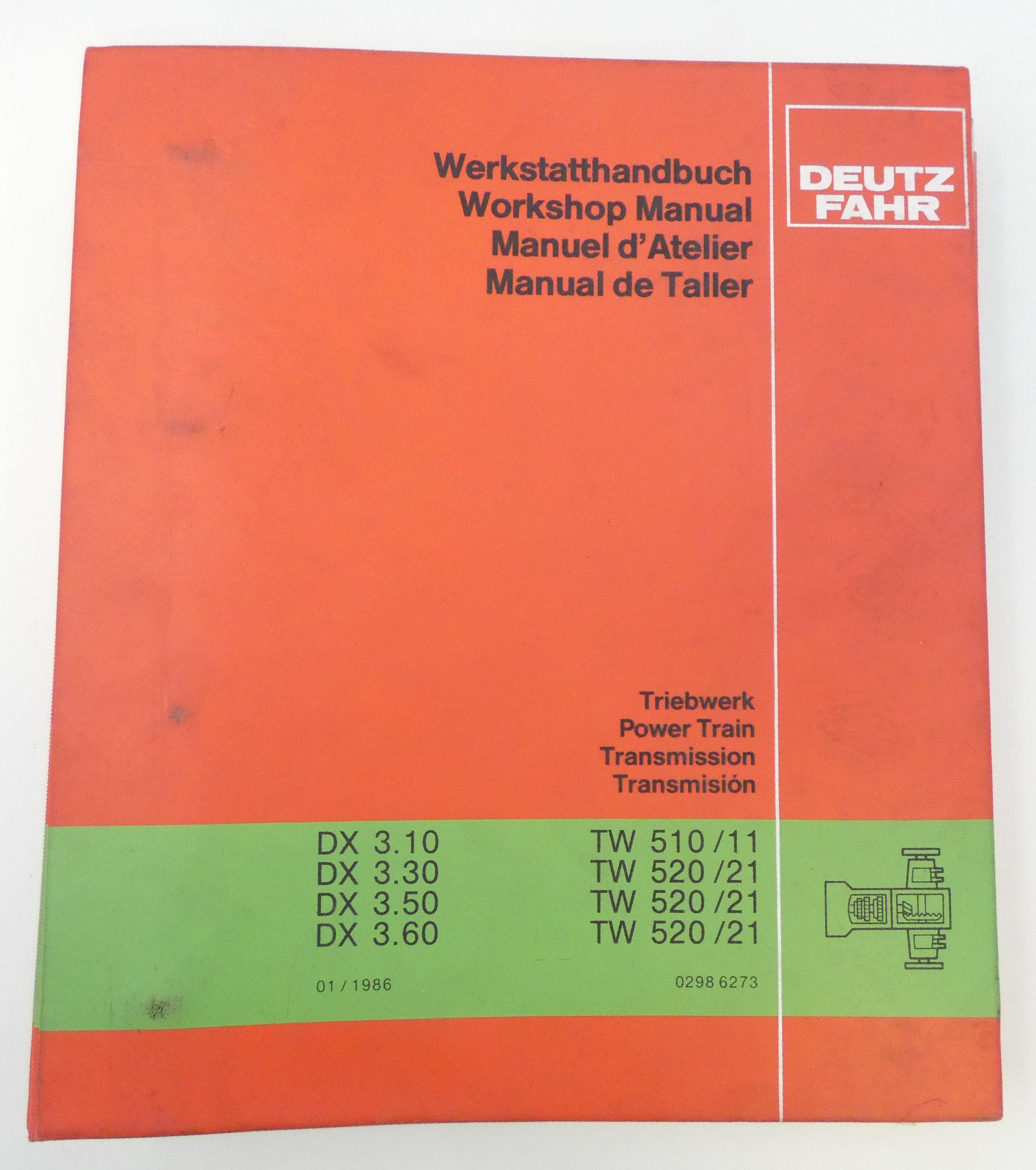 Deutz-Fahr DX3.10, DX3.30, DX3.50, DX3.60, TW 510/11, TW 520/21, TW 520/21, TW 520/21 power train transmission workshop manual