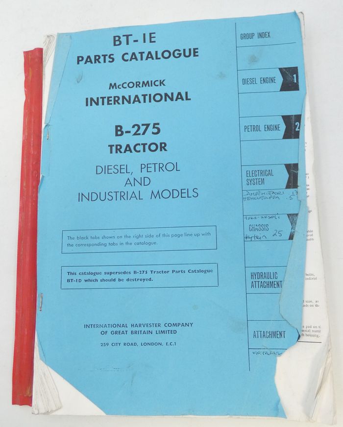 McCormick International B-275 tractor (diesel, petrol and industrial models) parts catalogue