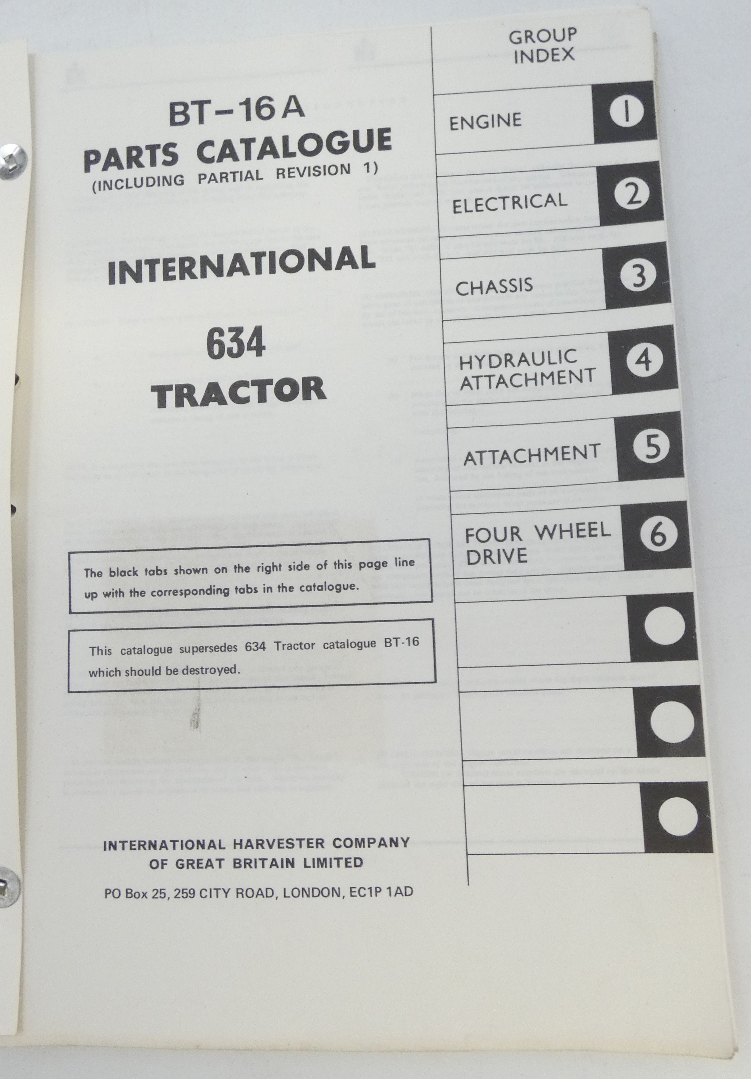 International 634 tractor parts catalogue