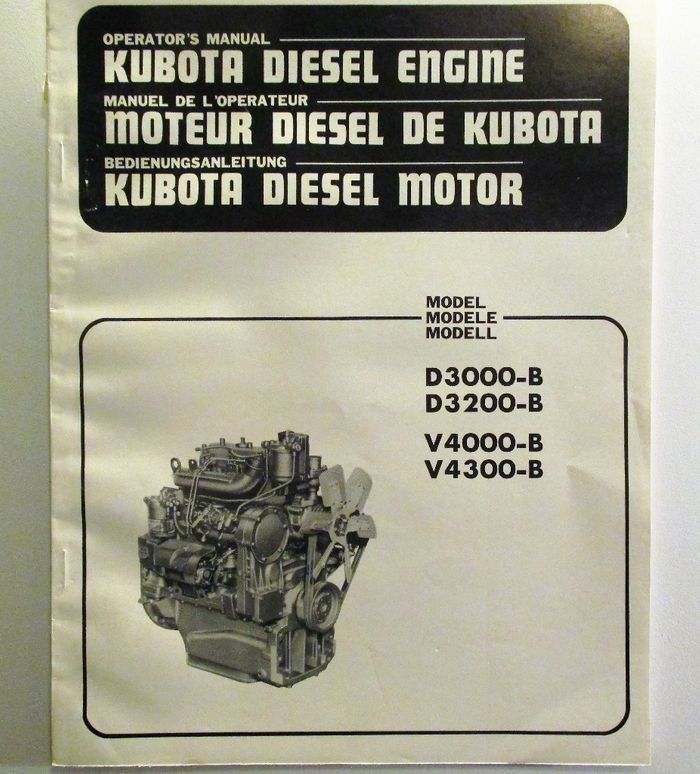 Kubota D3000-B, D3200-B, V4000-B, V4300-B Operators Manual