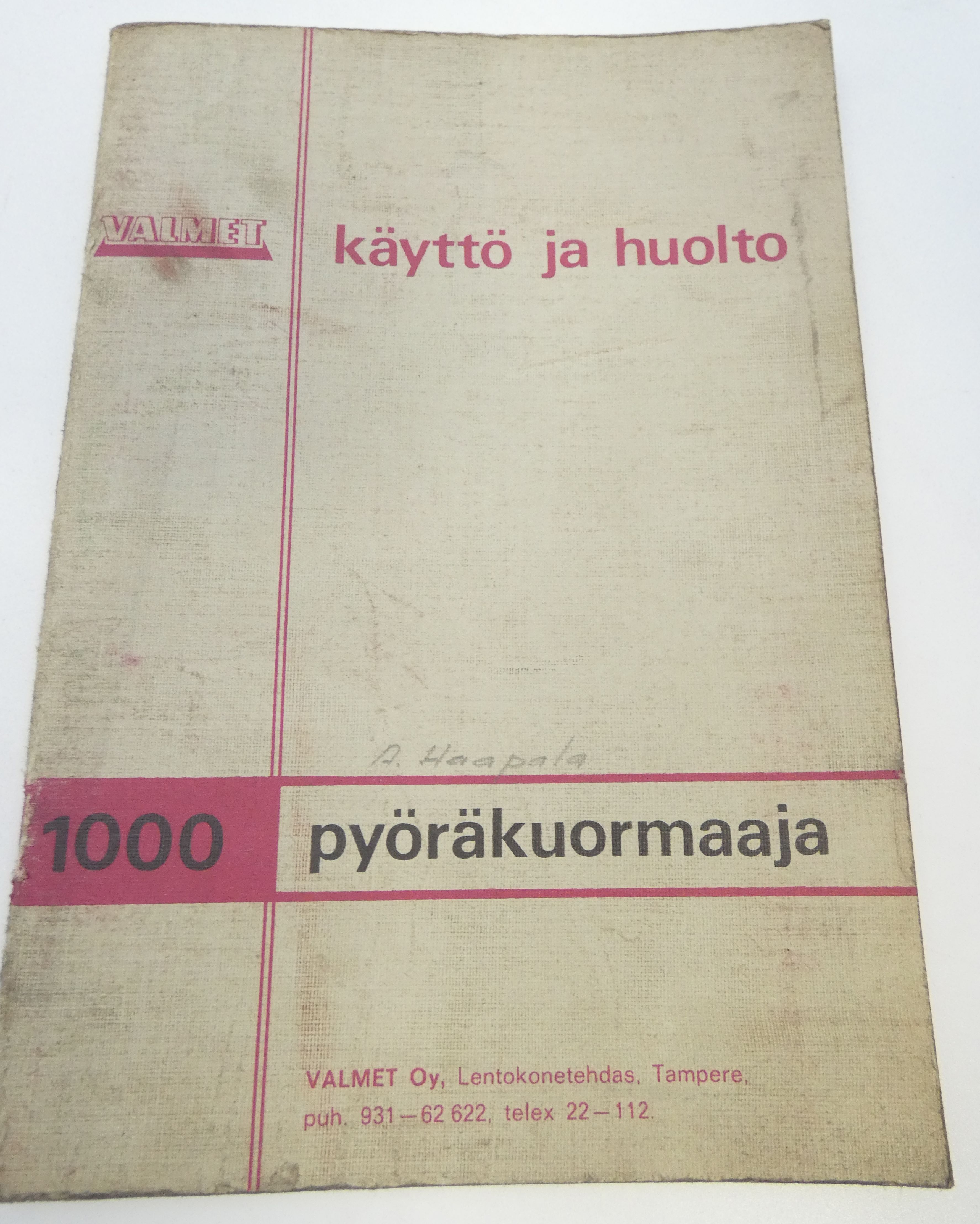 Valmet 1000 pyöräkuormaaja käyttö ja huolto