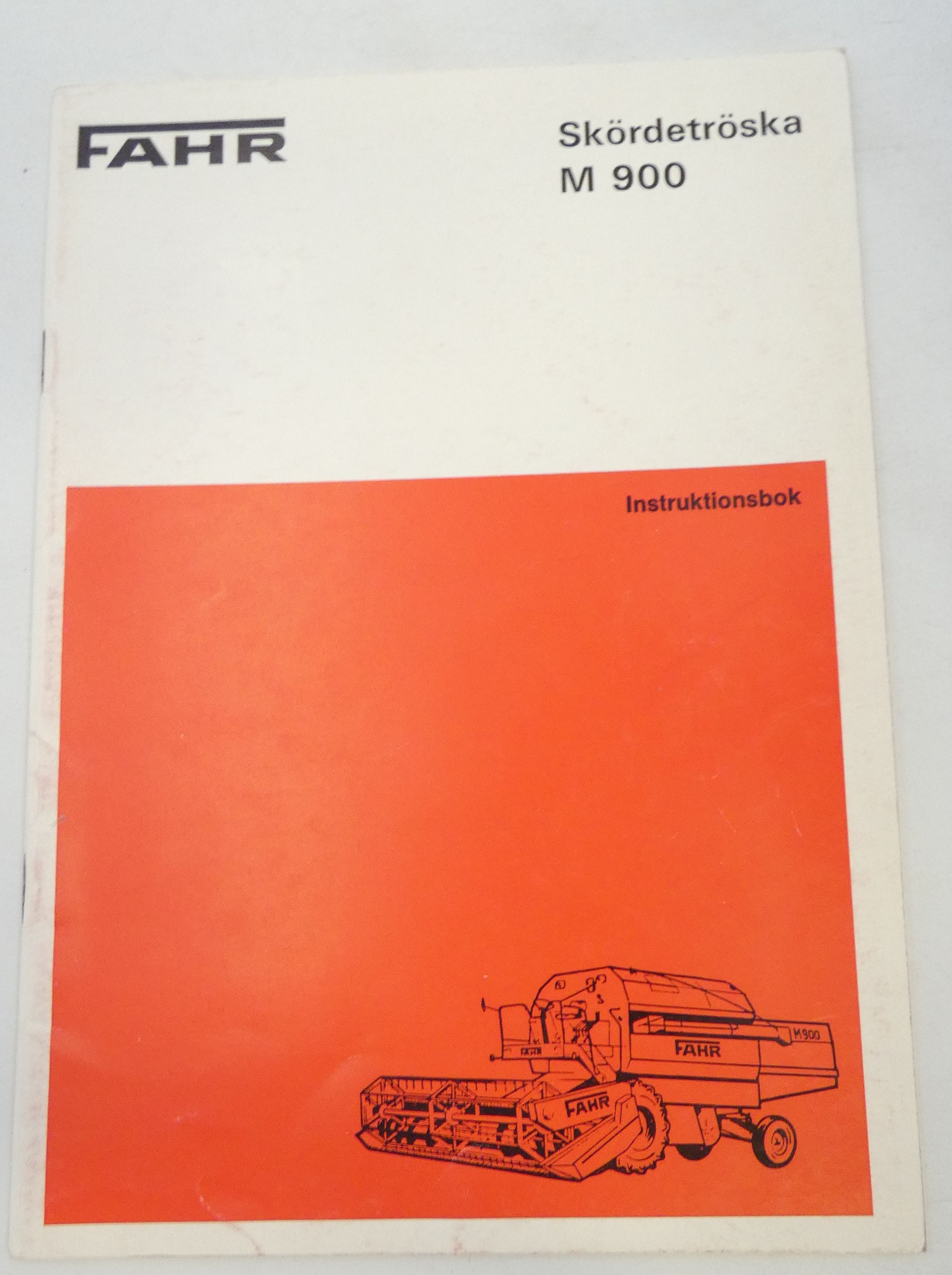 Fahr M900 skördetröska instruktionsbok