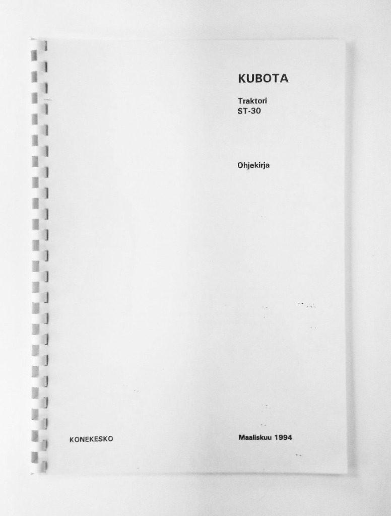 Kubota ST-30 Ohjekirja