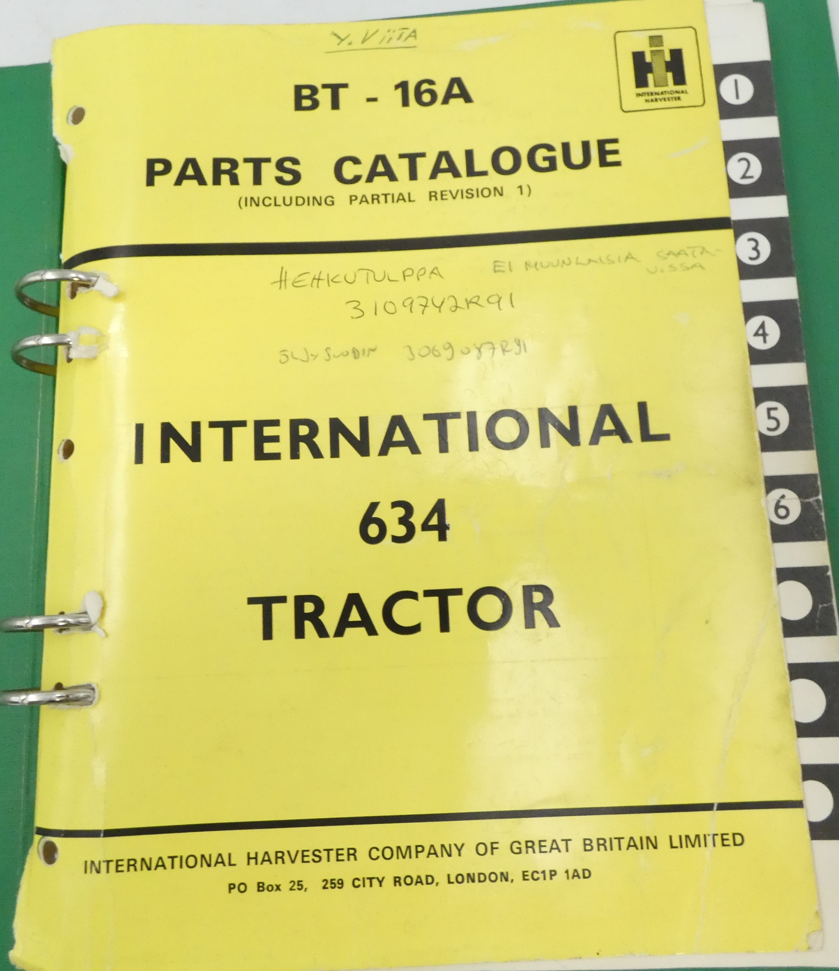 International 634 tractor parts catalogue