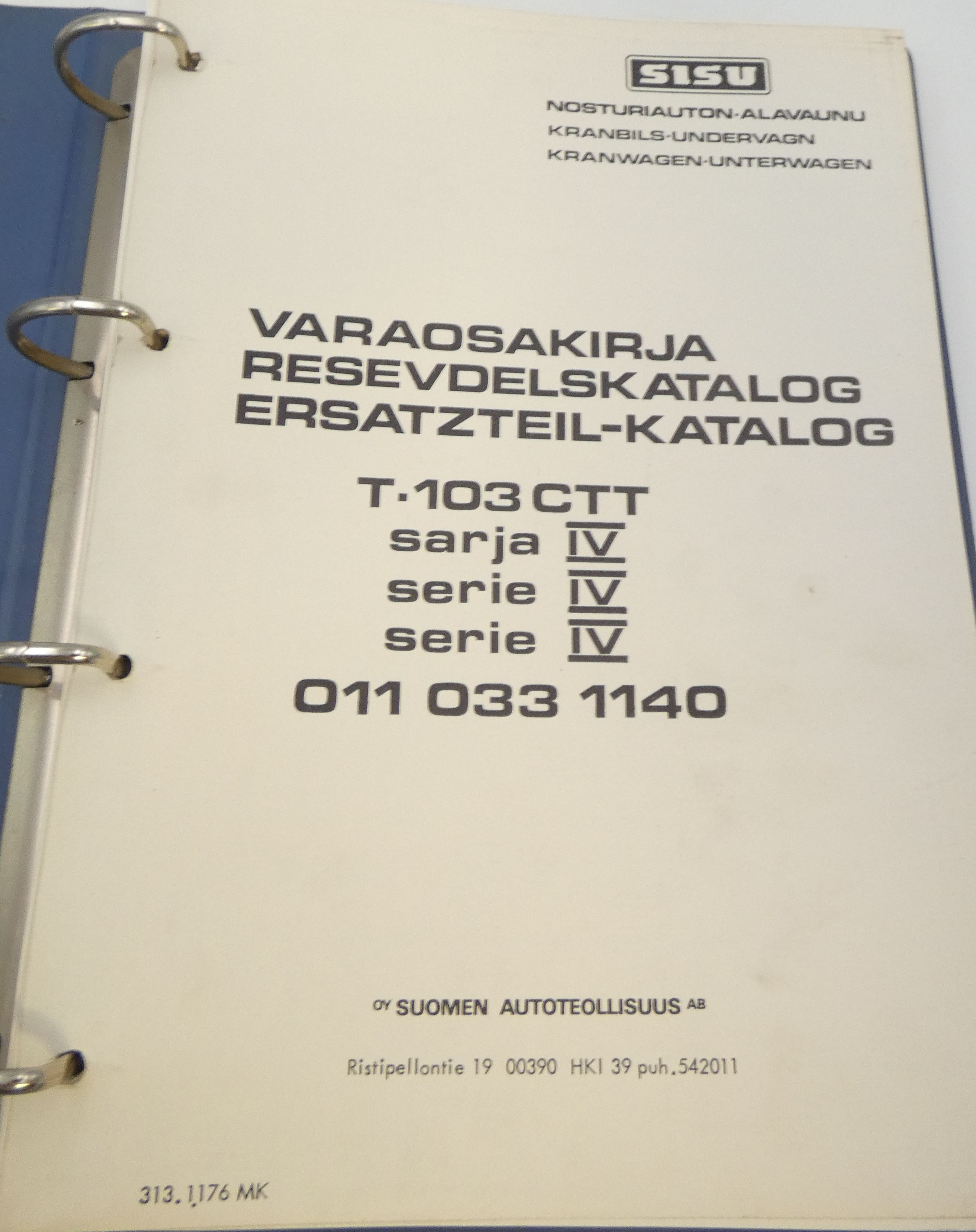Sisu T-103CTT sarja 4 nosturiauton alavaunun varaosakirja 