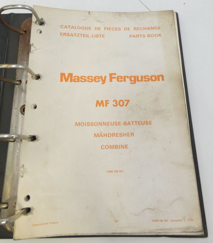 Massey Ferguson MF307 combine parts book