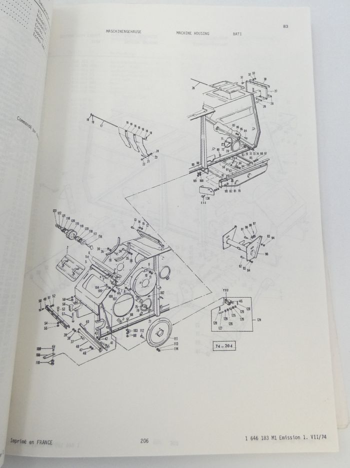 Massey Ferguson MF206 combine parts book