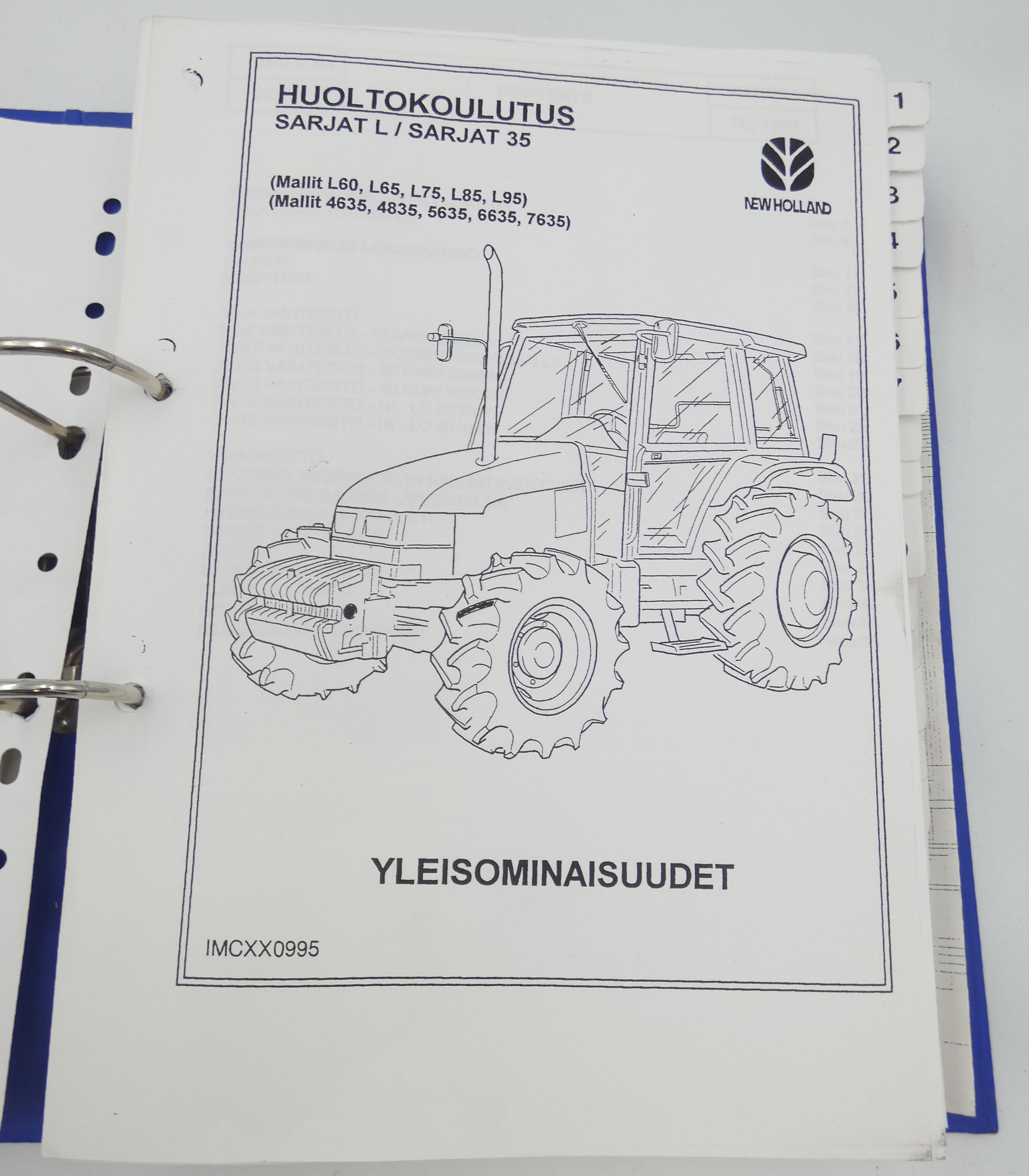 New Holland L60, L65, L75, L85, L95, 4635, 4835, 5623, 6635 ja 7635 huoltokoulutuskirja