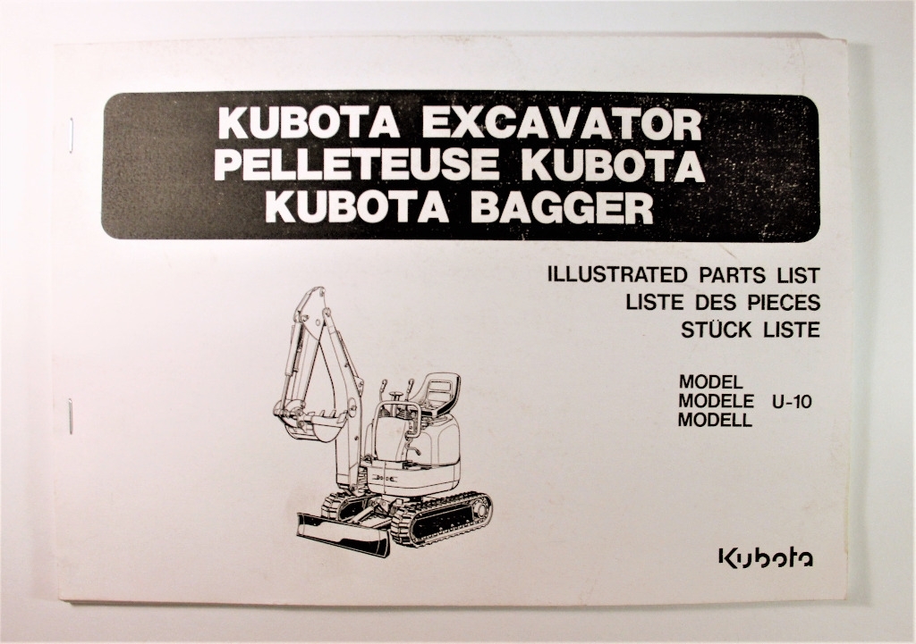 Kubota Excavator Model U-10 Parts List