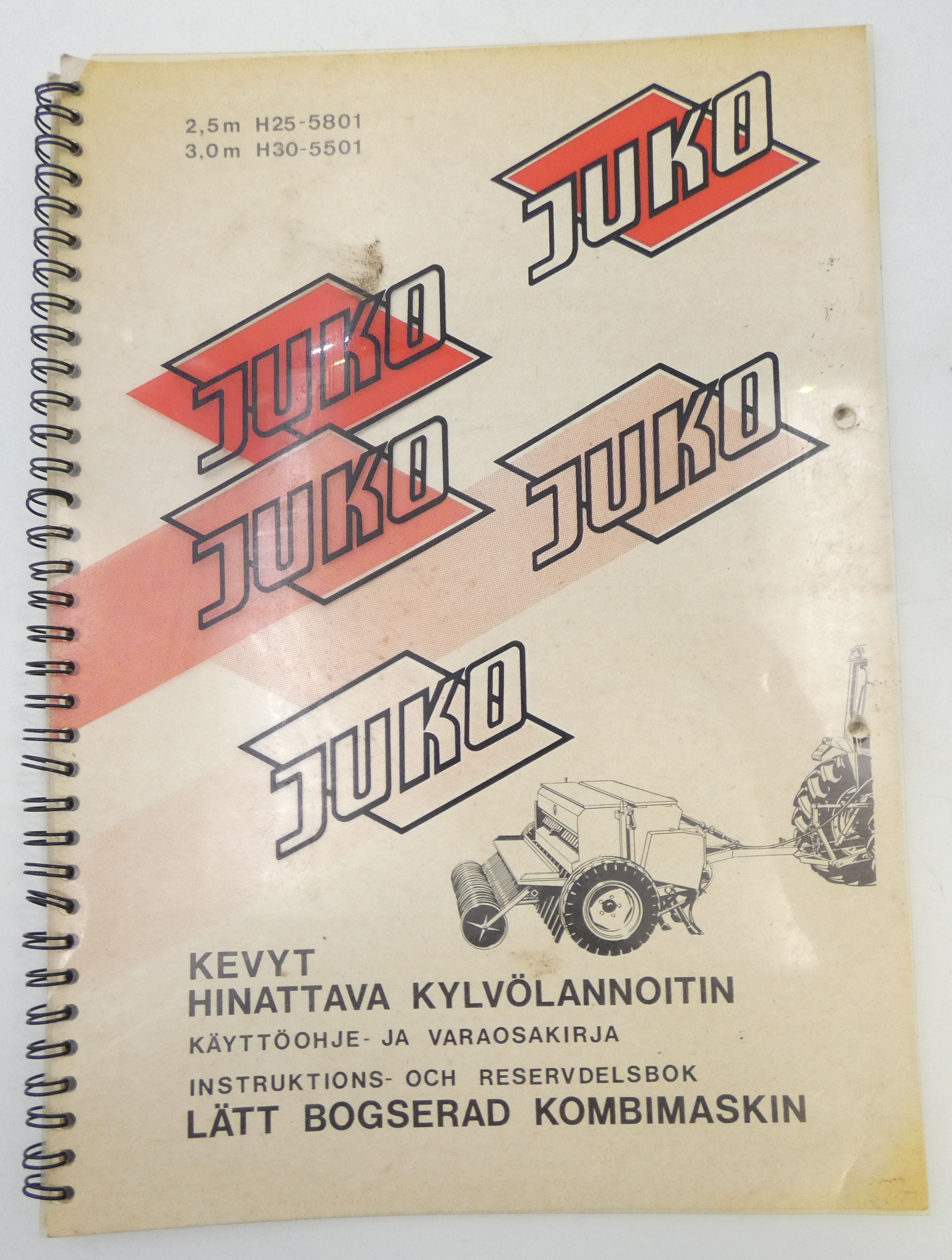 Juko kevyt hinattava kylvölannoitin käyttöohje- ja varaosakirja