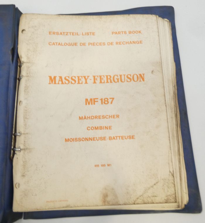 Mssey-Ferguson MF187 combine parts book