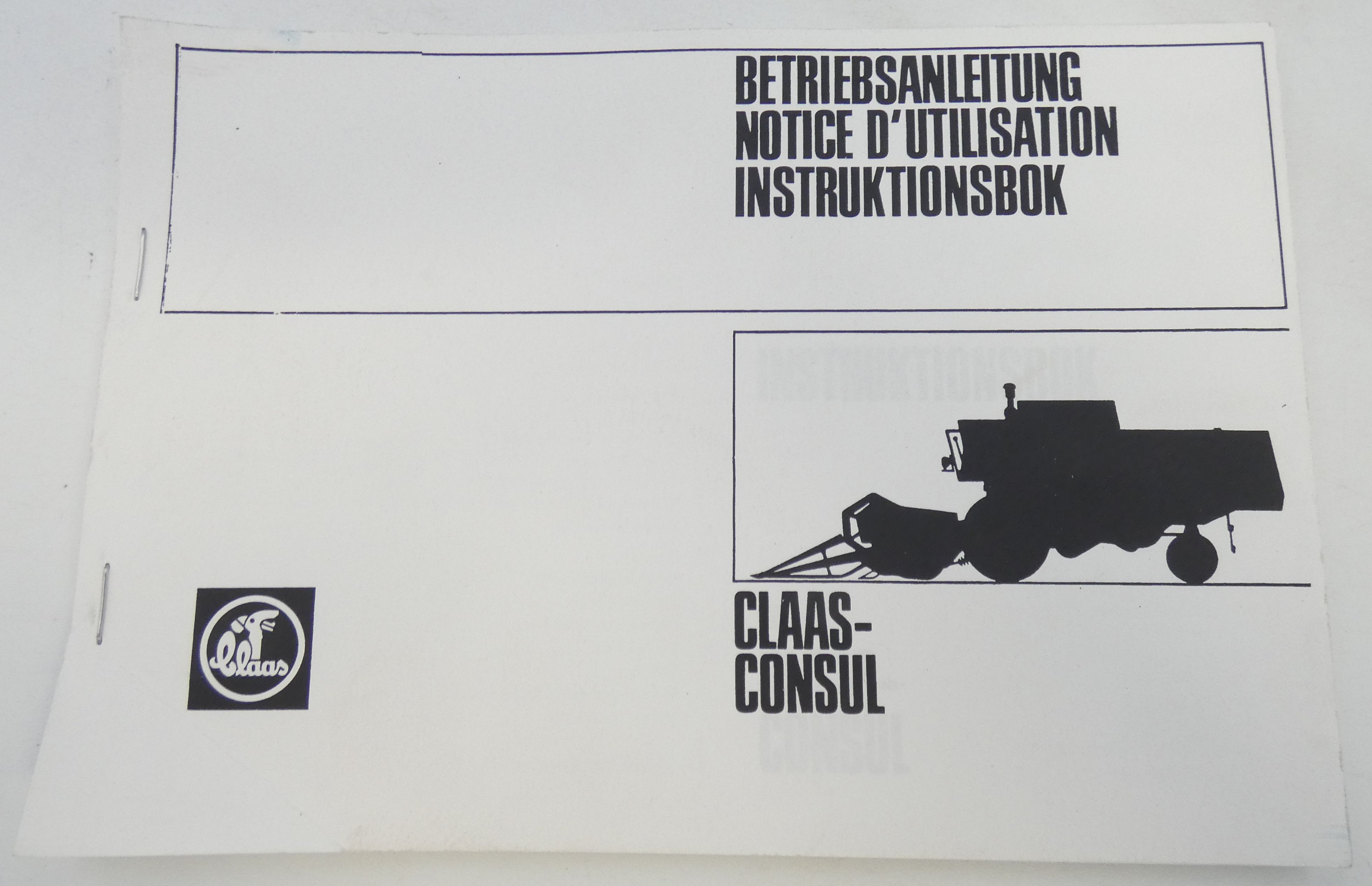 Claas Consul instruktionsbok + lubrication chart