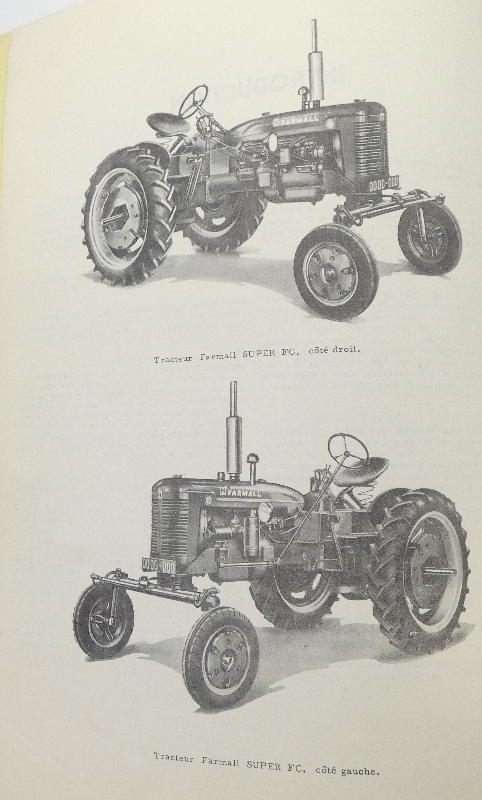 McCormick Fc et super Fc farmall tracteurs catalogue pieces