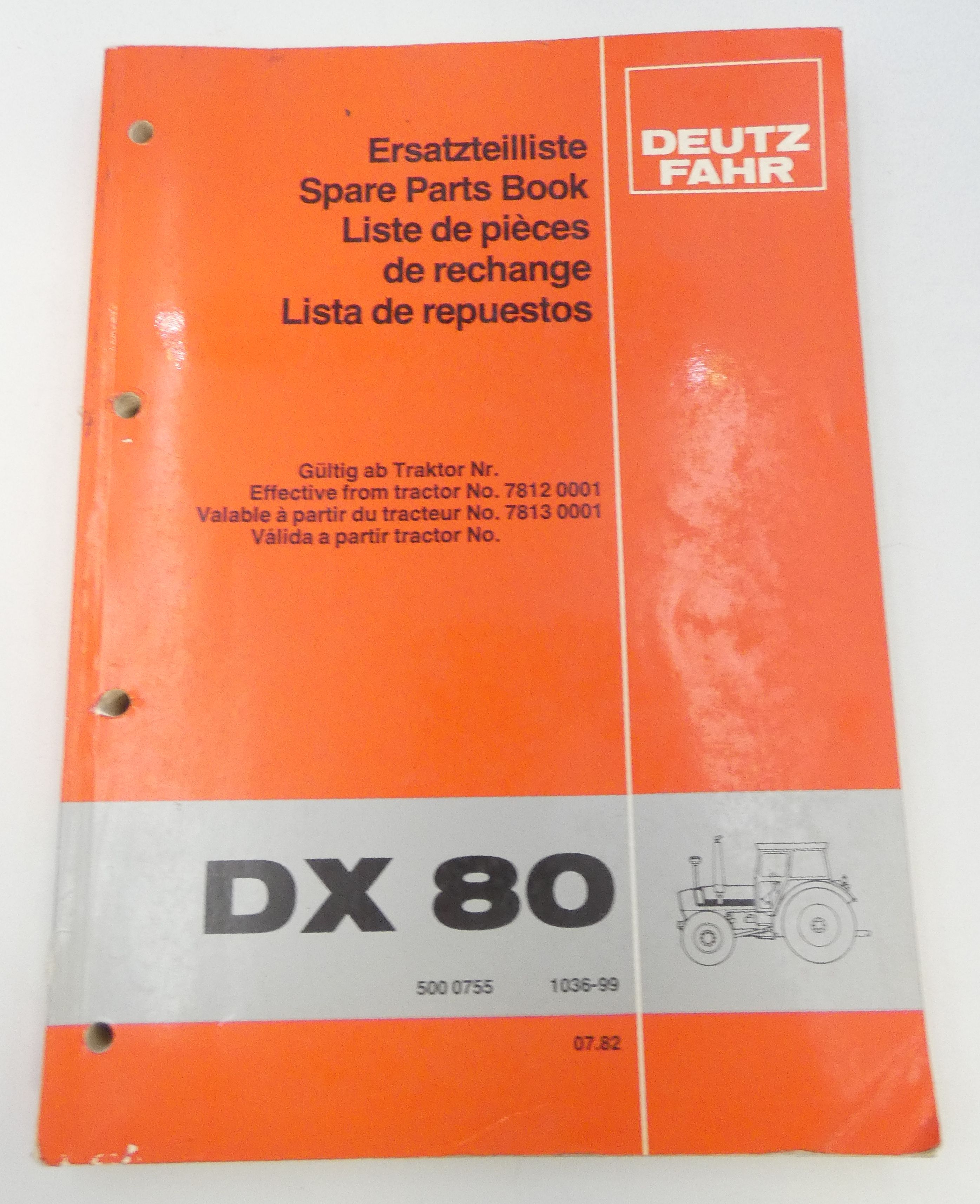 Deutz-Fahr DX80 spare parts book