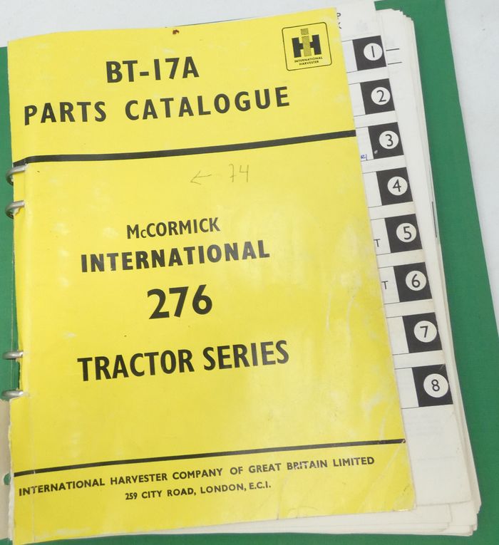 McCormick International 276 tractor series parts catalogue