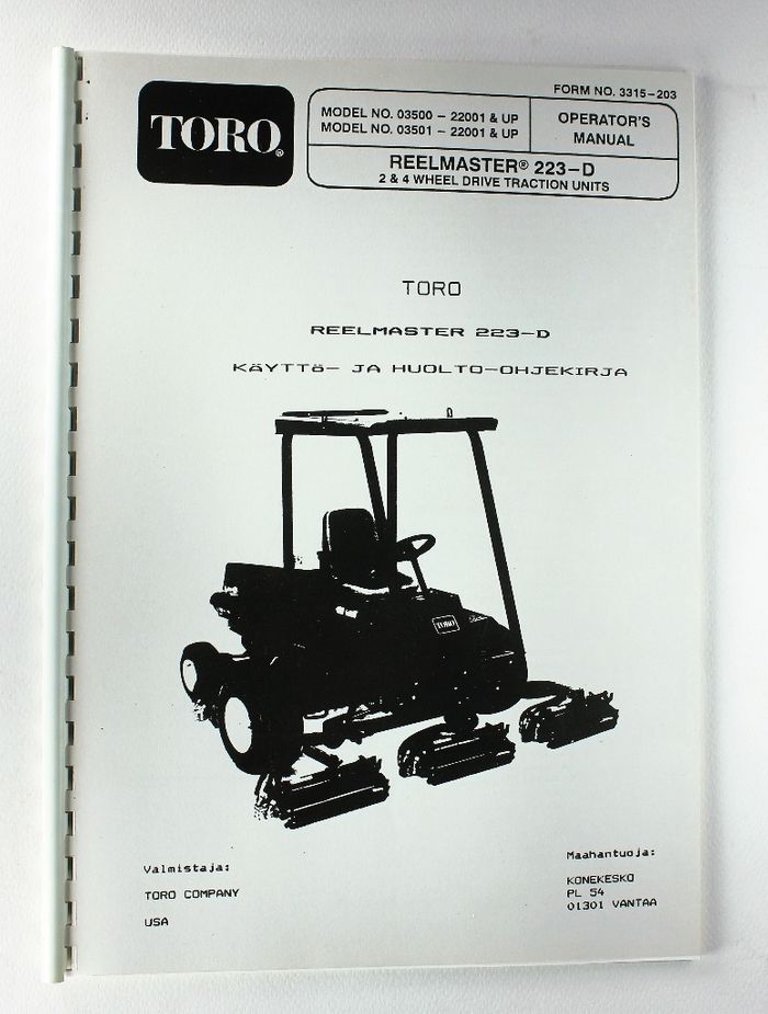 Toro Reelmaster 223-D Käyttö- ja huolto-ohjekirja