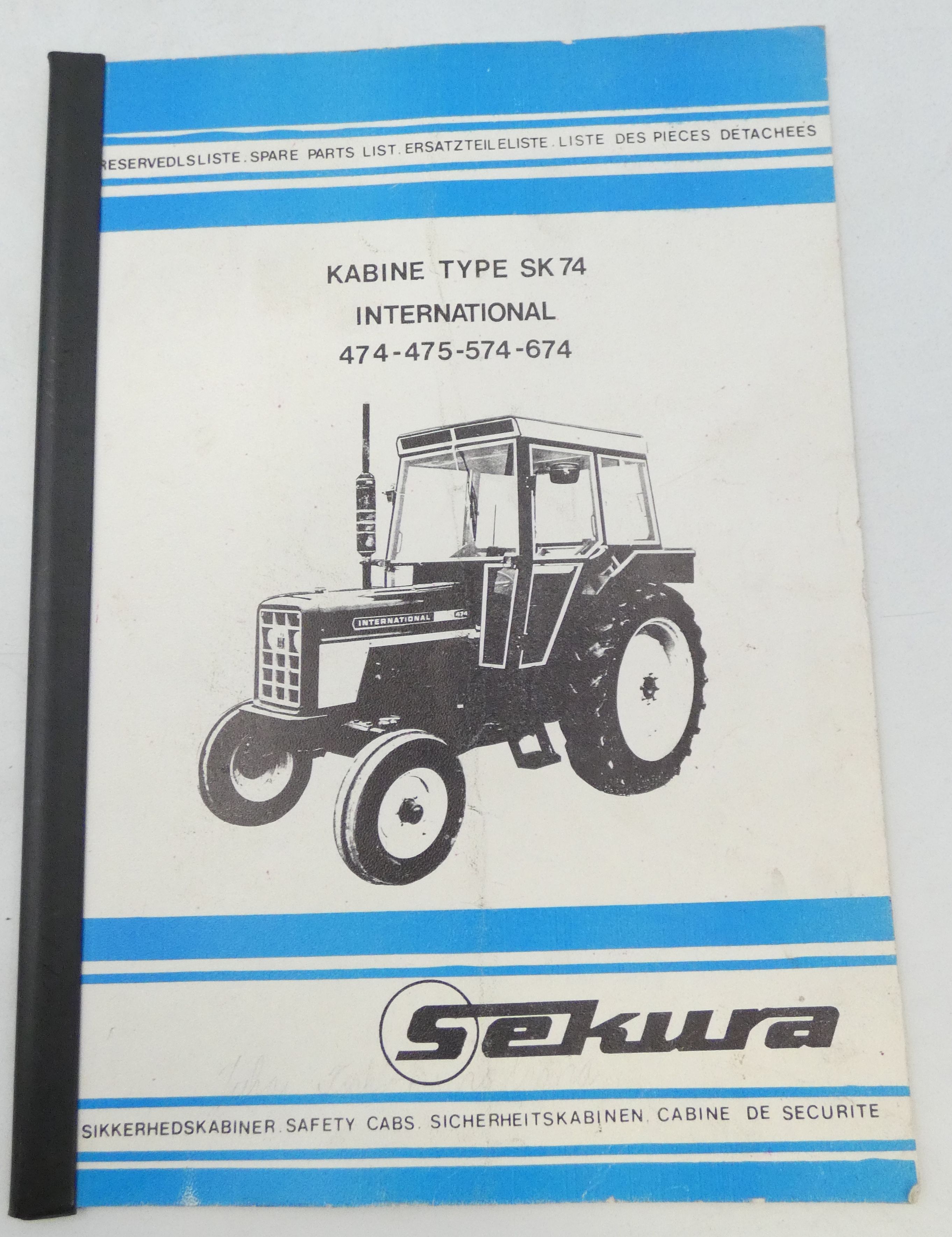 International 474, 475, 574, 674 Kabine type SK74 spare parts list