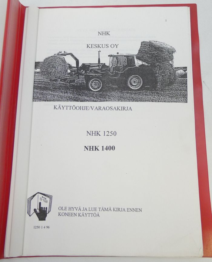 NHK 1250, NHK 1400 käyttöohje- ja varaosakirja