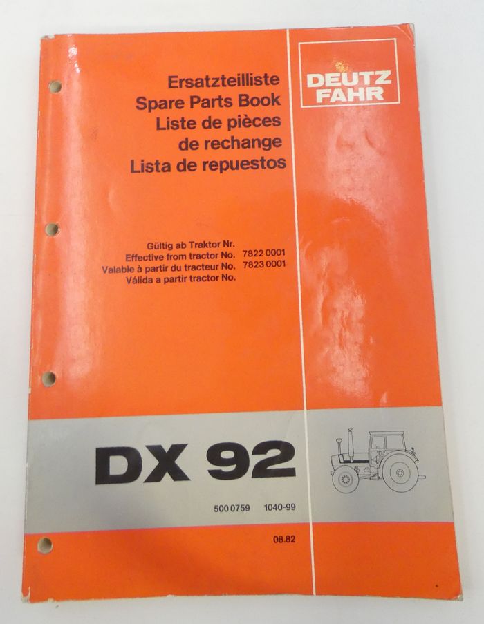 Deutz-Fahr XD92 spare parts book