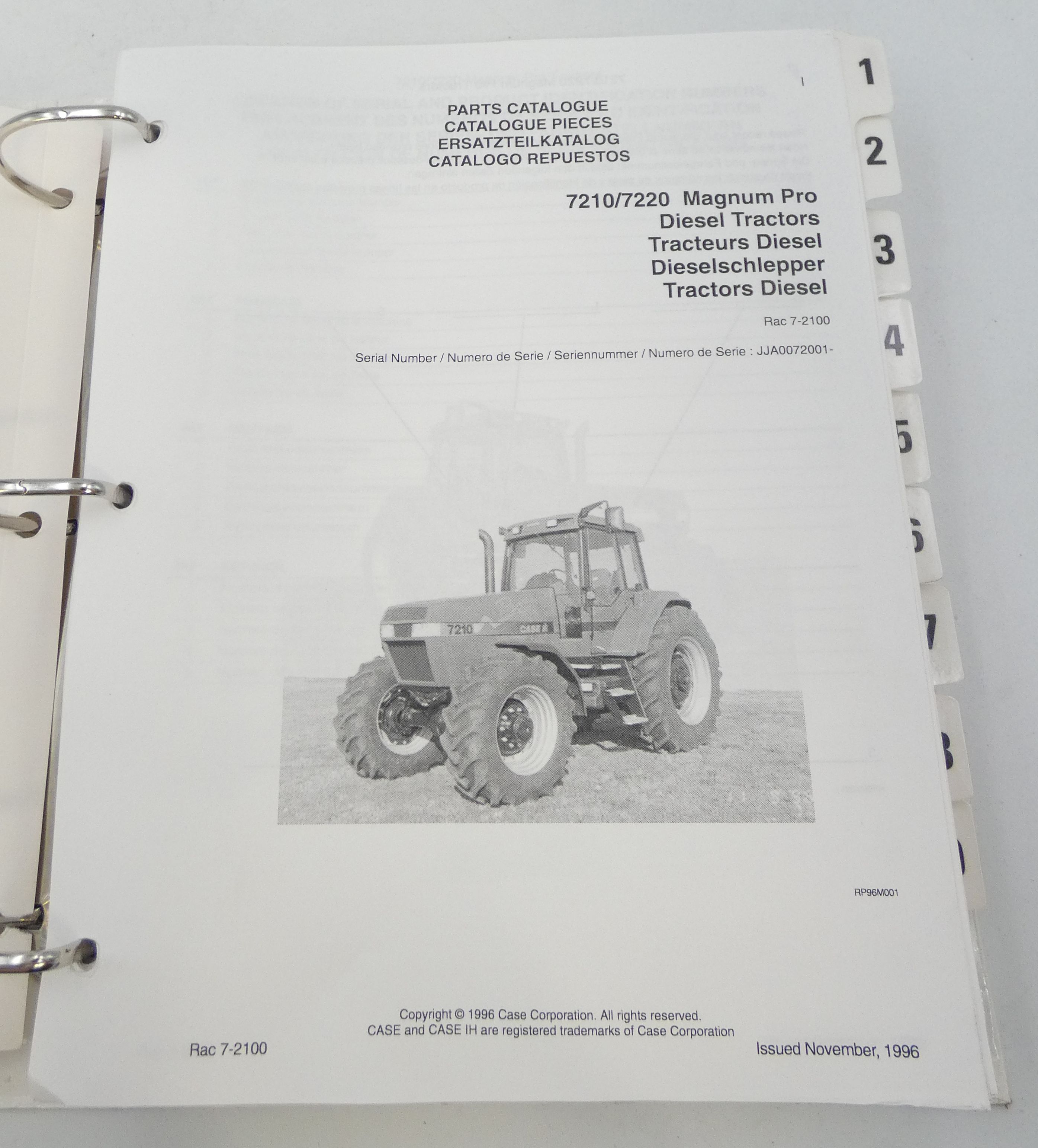 Case 7210/7220 magnum pro diesel tractors parts catalogue