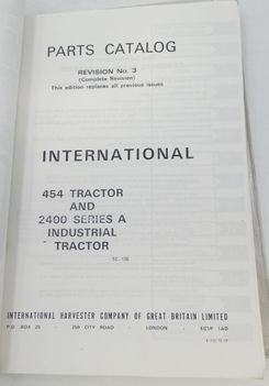 International 454 tractor and 2500 series A industrial tractor parts catalog
