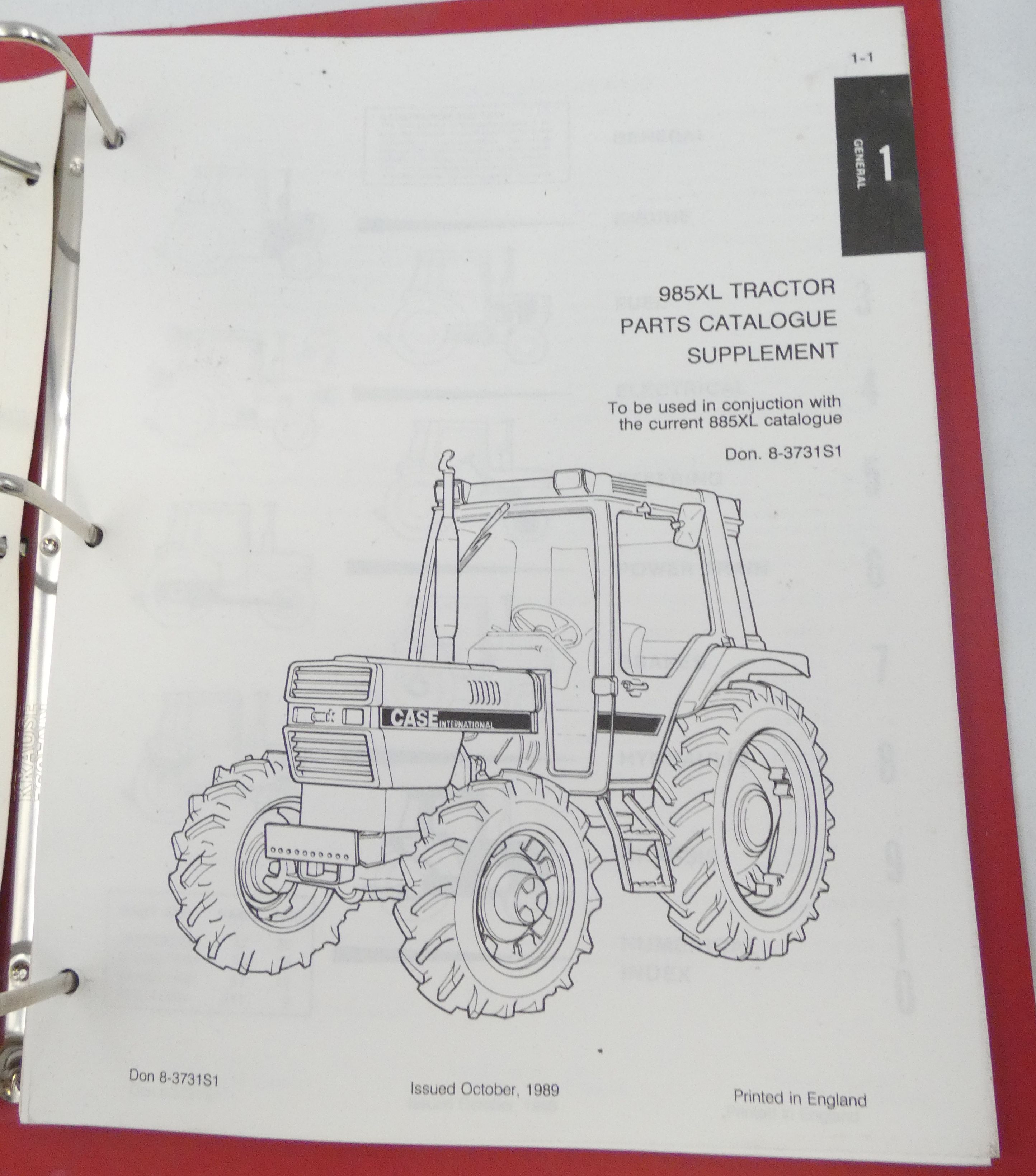 Case International 985XL tractor parts catalogue