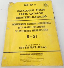 McCormick International self propelled combine 8-51 parts catalog
